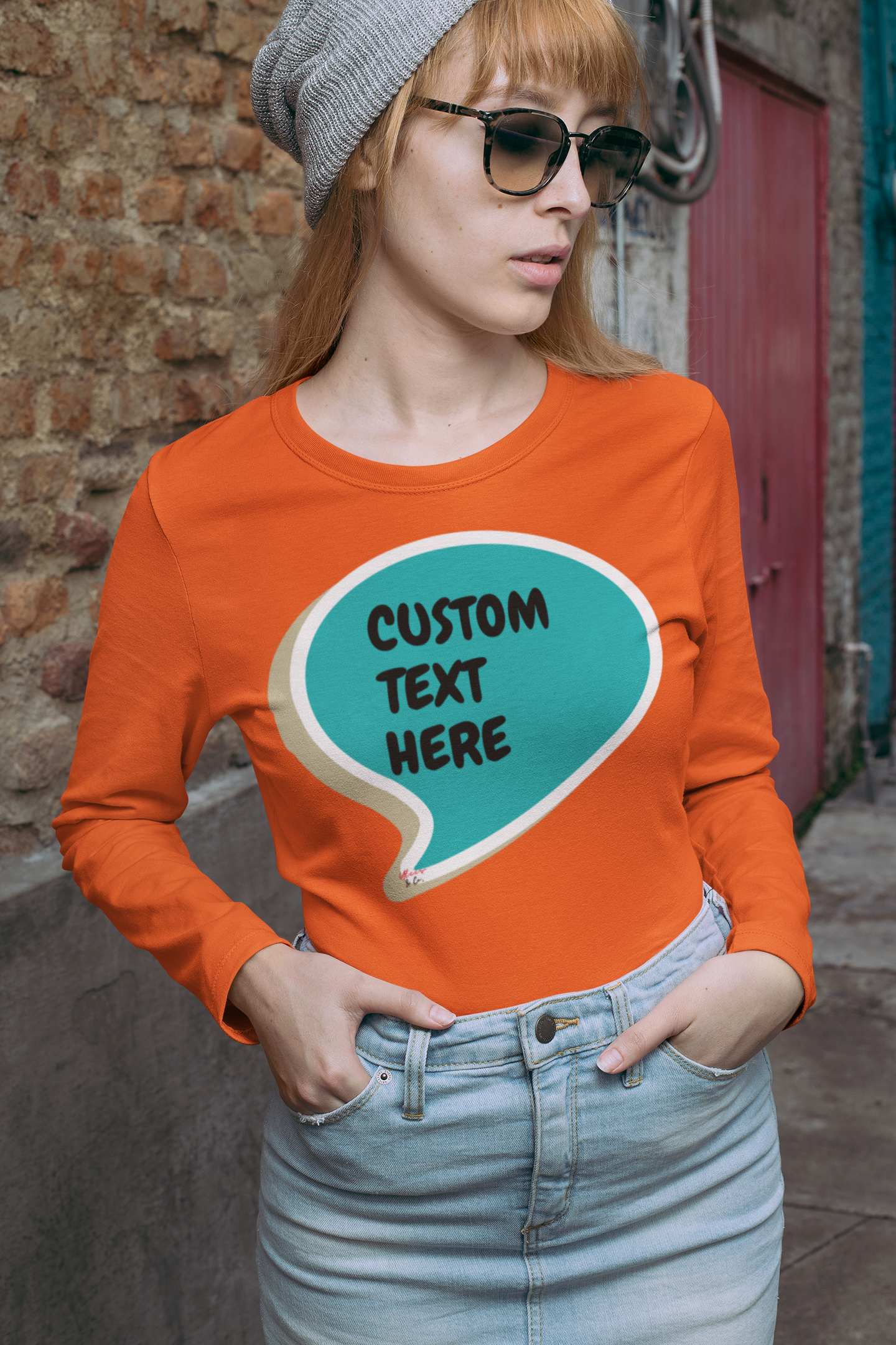 PERSONALIZED CUSTOMIZE A UNIQUE GIFT MAKE A CUSTOM SPEECH BUBBLE UNISEX ONG SLEEVE SHIRT AS A GIFT CREATE WHATEVER TEXT IN THE BUBBLE FOR YOU OR A FRIEND PERSONALIZED LONG SLEEVE TOP