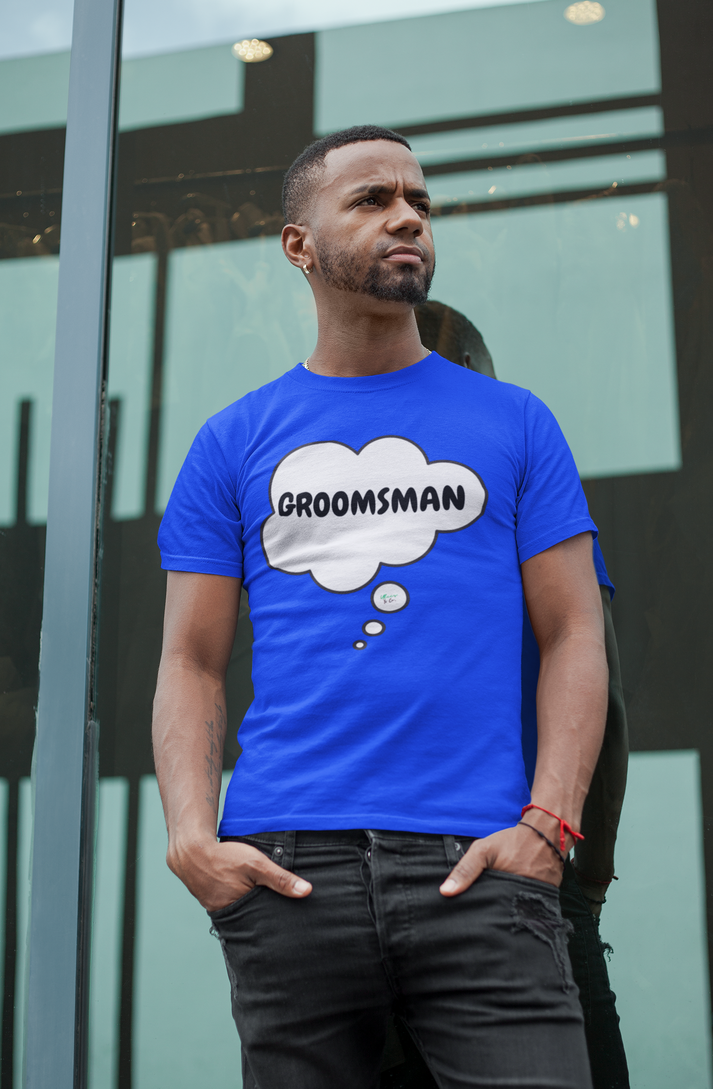 GROOMSMAN T-SHIRT IN THOUGHT BUBBLE UNISEX TSHIRT WEDDING GIFT GROOMSMAN GIFT GROOMSMAN T SHIRT FOR BACHELOR PARTY