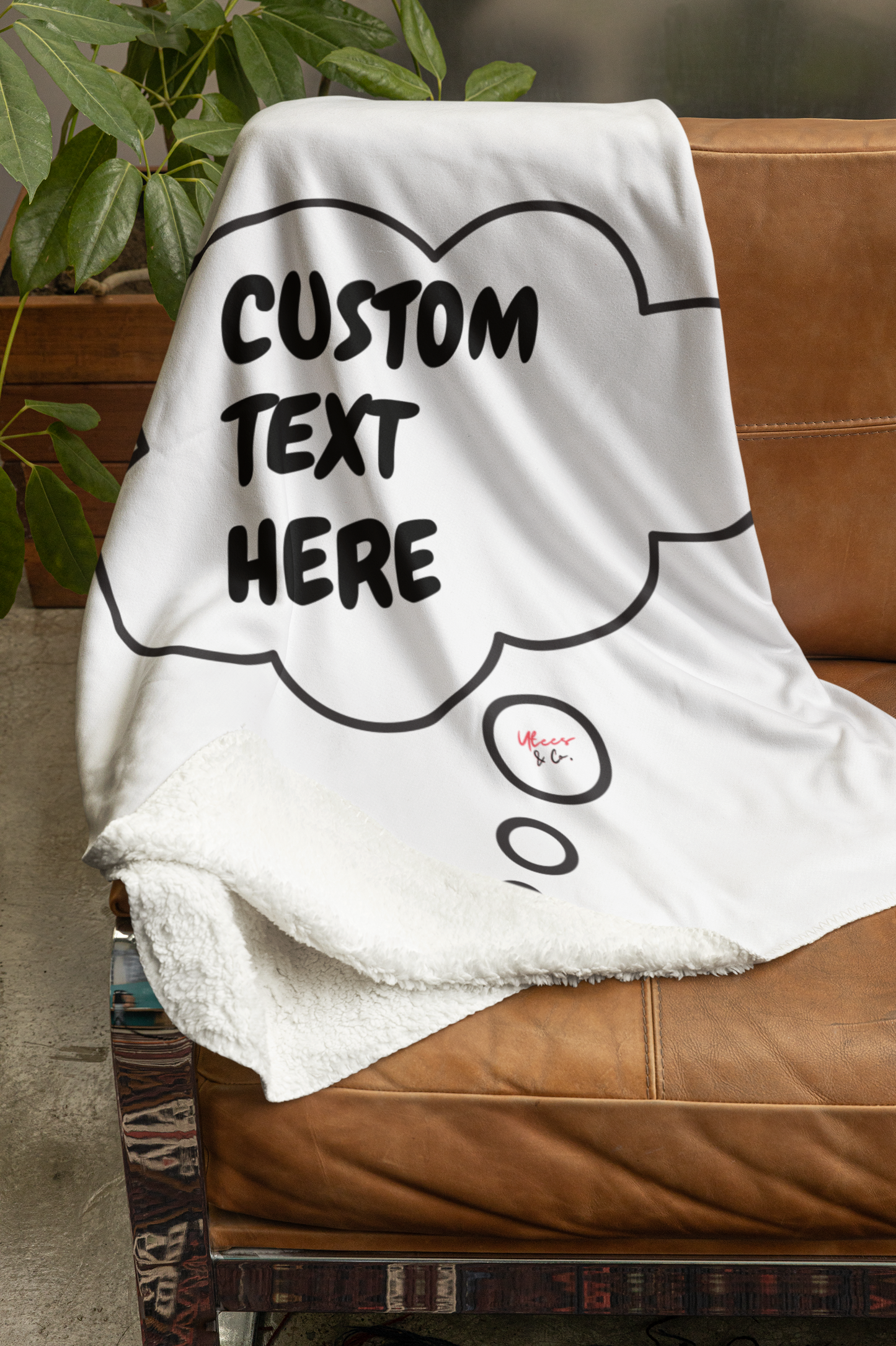 PERSONALIZE BLANKET IN THOUGHT BUBBLE CUSTOM VELVETEEN PLUSH BLANKET CUSTOMIZE BLANKET FOR GIFT