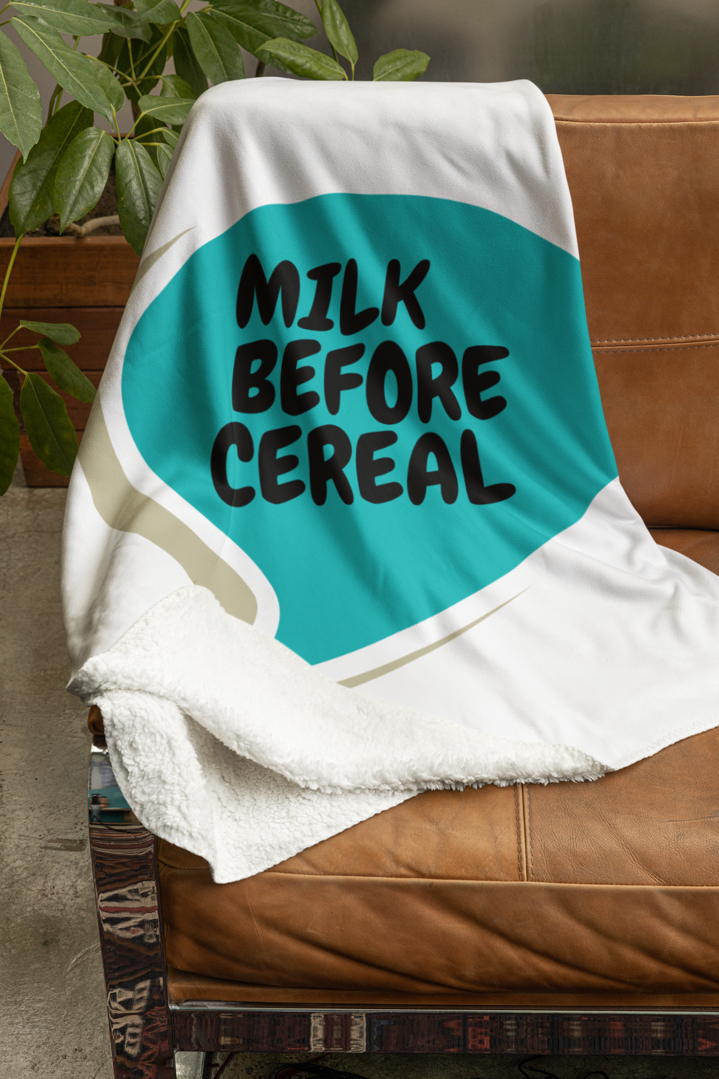 MILK BEFORE CEREAL PLUSH VELVETEEN BLANKET 50'X 60' IN SPEECH BUBBLE FUNNY SAYINGS 100% POLYESTER BLANKET SARCASTIC SAYINGS MEDIUM TO HEAVY WEIGHT PLUSH VELVETEEN BLANKET