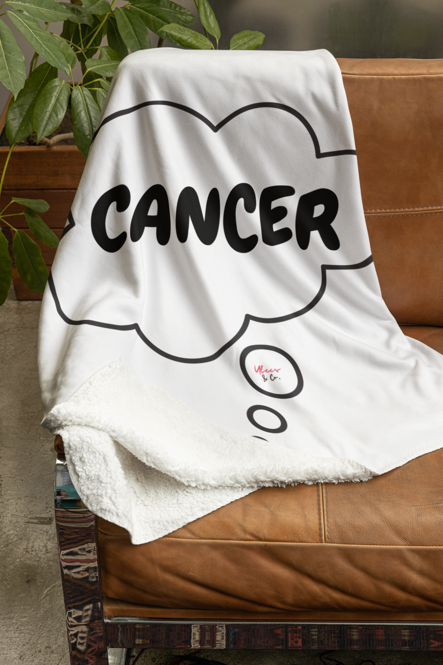 CANCER ZODIAC SIGN IN THOUGHT BUBBLE VELVETEEN PLUSH BLANKET GIFT FOR CANCER SIGN BIRTHDAY HOROSCOPE CANCER SIGN BLANKET