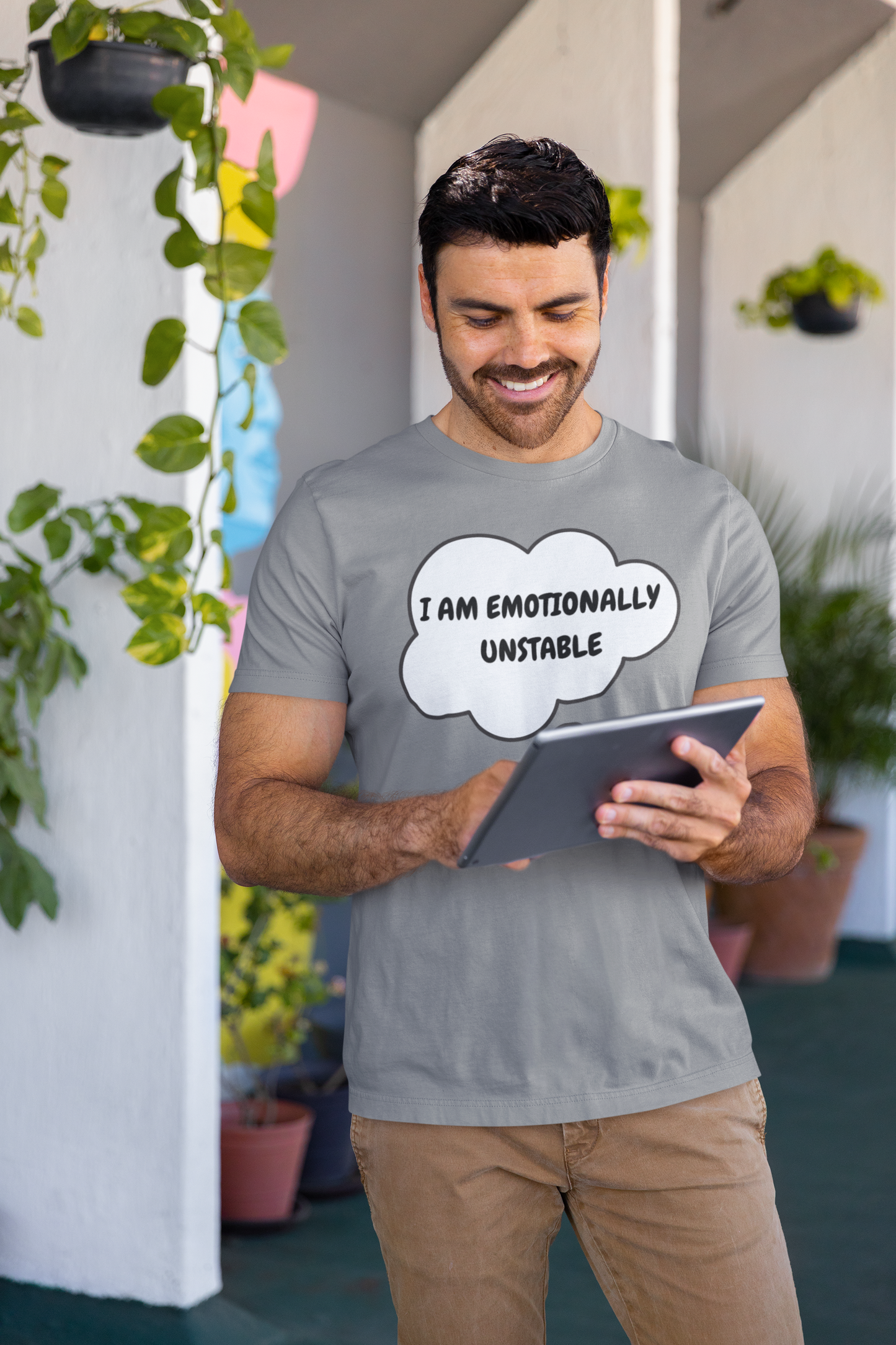 I AM EMOTIONALLY UNSTABLE T-SHIRT IN THOUGHT BUBBLE UNISEX TSHIRT FUNNY SAYINGS T SHIRT SARCASTIC SAYINGS T-SHIRT SARCASM TEES