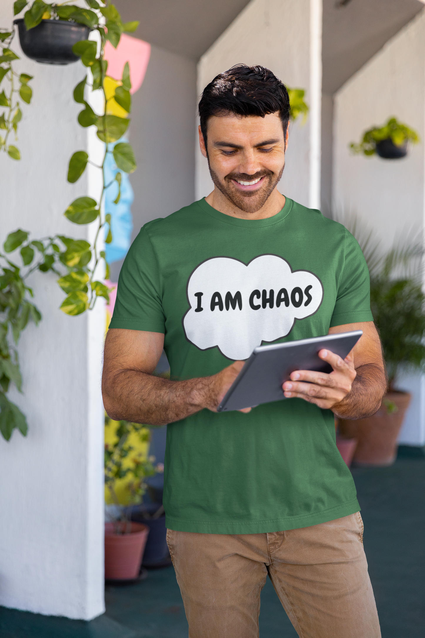 I AM CHAOS T-SHIRT IN THOUGHT BUBBLE UNISEX TSHIRT FUNNY SAYINGS T SHIRT SARCASTIC SAYINGS T-SHIRT SARCASM TEES