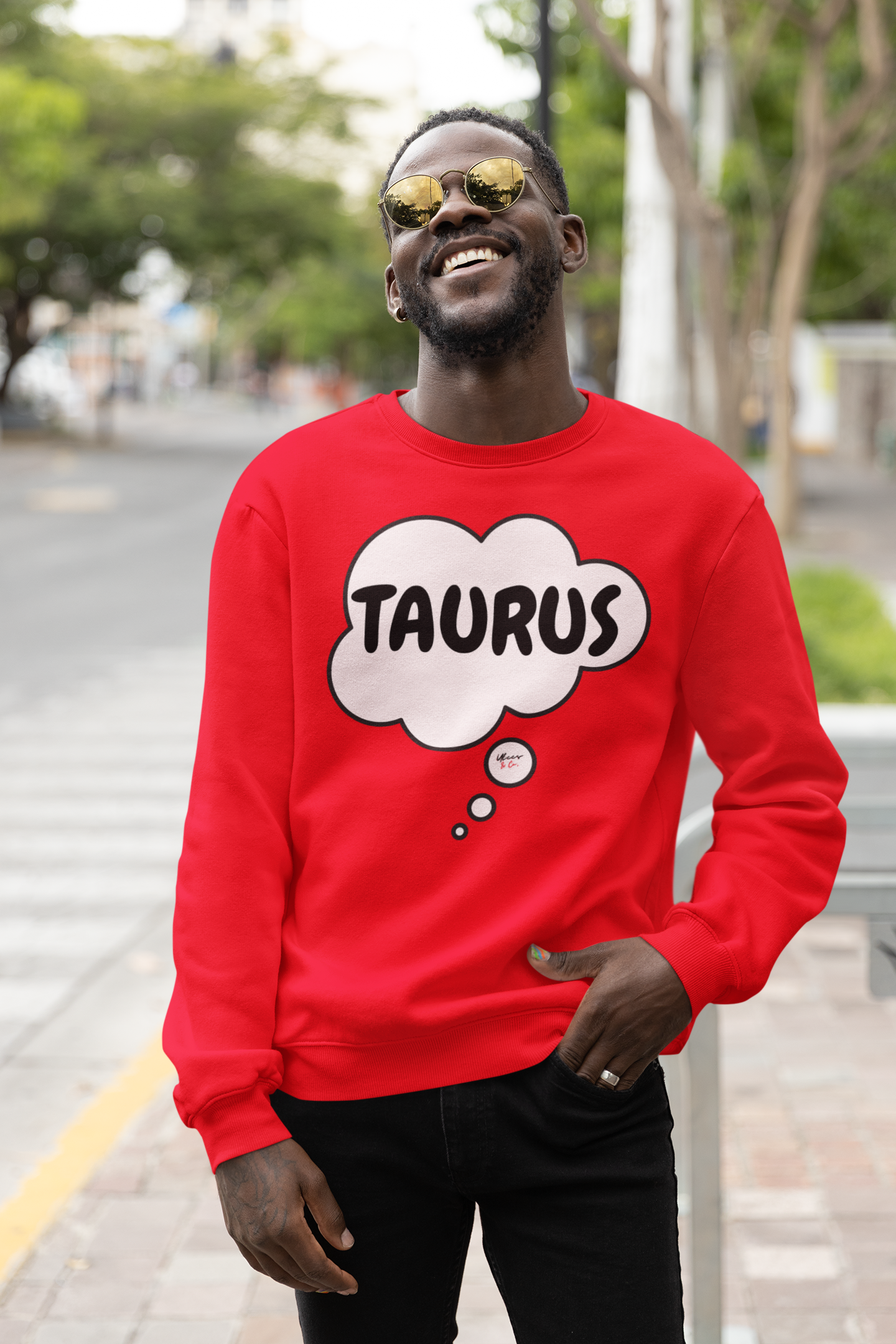 TAURUS ZODIAC SIGN IN THOUGHT BUBBLE UNISEX CREWNECK PULLOVER SWEATSHIRT HOROSCOPE TAURUS SIGN SWEATERS FOR HIM SWEATSHIRTS FOR HER ASTROLOGY TAURUS SIGNS GIFTS