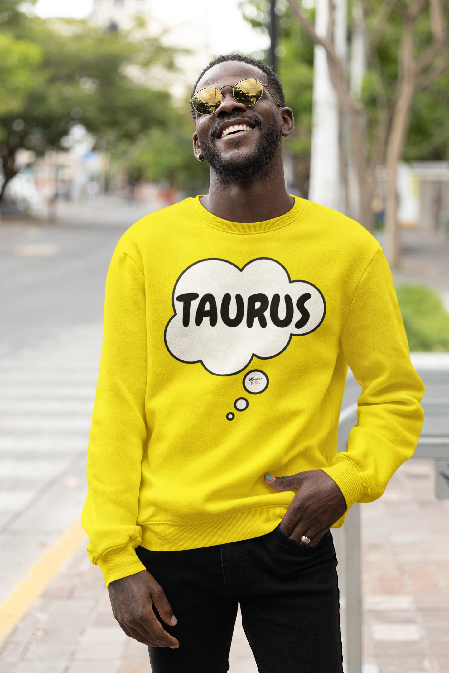 TAURUS ZODIAC SIGN IN THOUGHT BUBBLE UNISEX CREWNECK PULLOVER SWEATSHIRT HOROSCOPE TAURUS SIGN SWEATERS FOR HIM SWEATSHIRTS FOR HER ASTROLOGY TAURUS SIGNS GIFTS