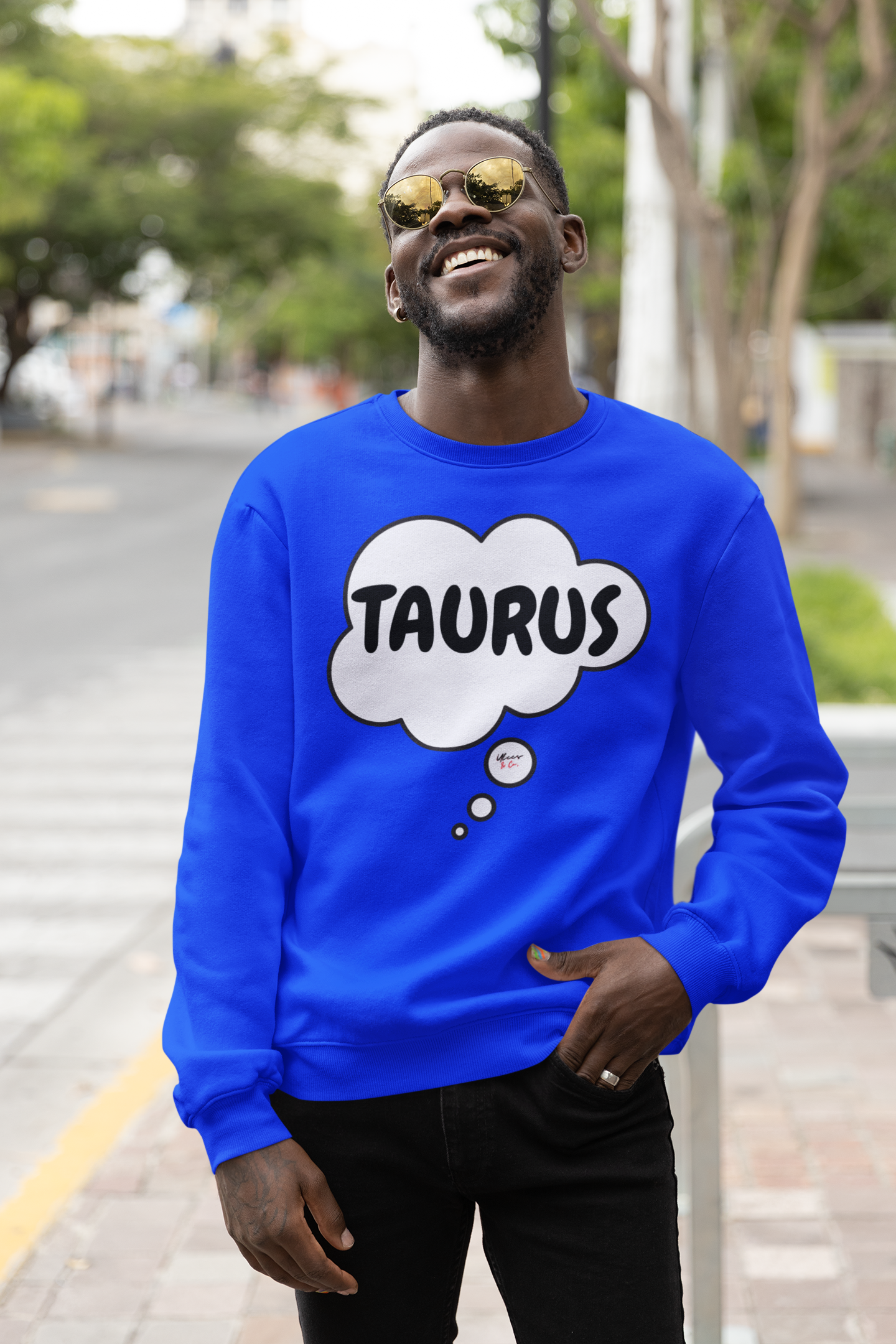 TAURUS ZODIAC SIGN IN THOUGHT BUBBLE UNISEX CREWNECK PULLOVER SWEATSHIRT HOROSCOPE TAURUS SIGN SWEATERS FOR HIM SWEATSHIRTS FOR HER ASTROLOGY TAURUS SIGNS GIFTS