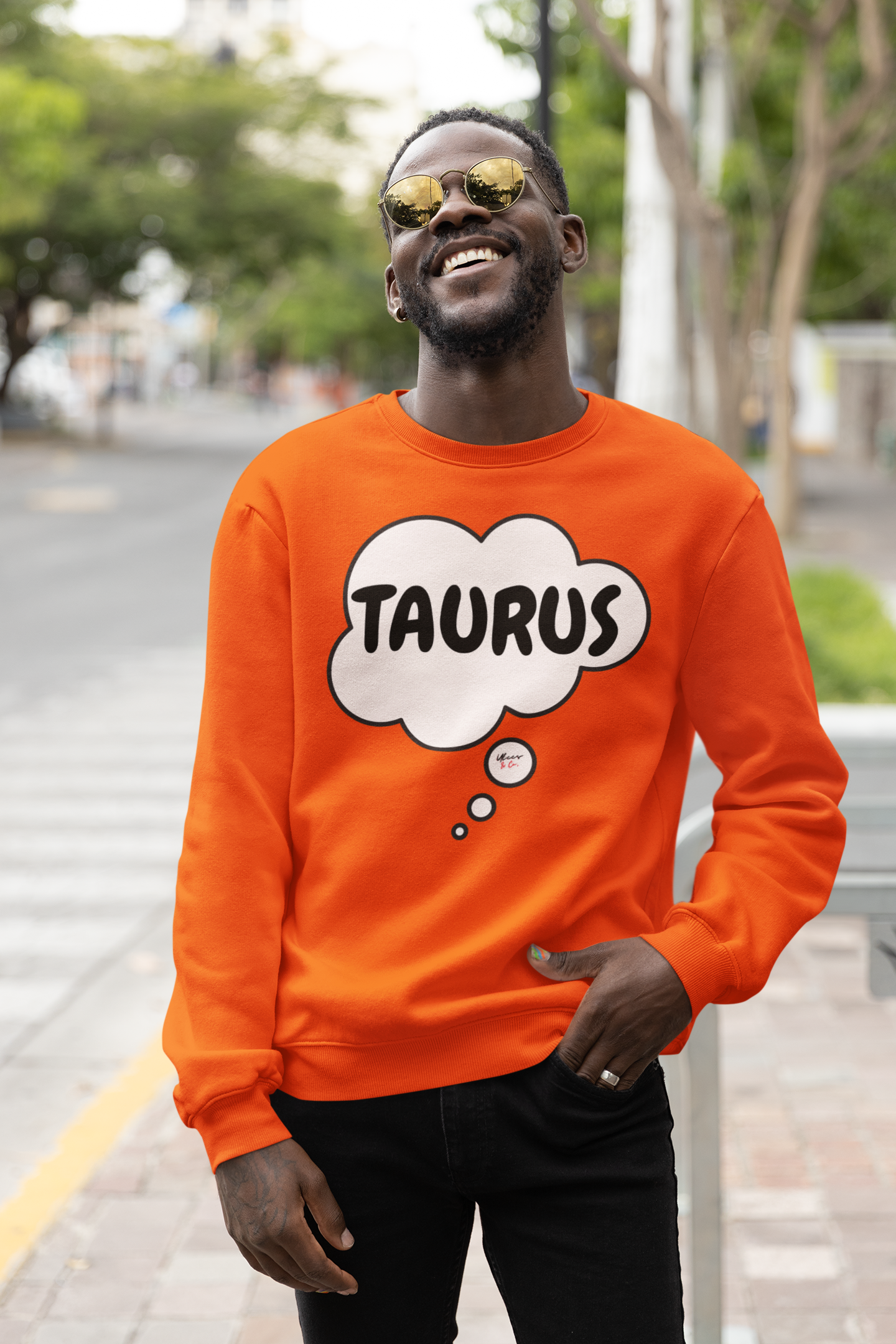 TAURUS ZODIAC SIGN IN THOUGHT BUBBLE UNISEX CREWNECK PULLOVER SWEATSHIRT HOROSCOPE TAURUS SIGN SWEATERS FOR HIM SWEATSHIRTS FOR HER ASTROLOGY TAURUS SIGNS GIFTS