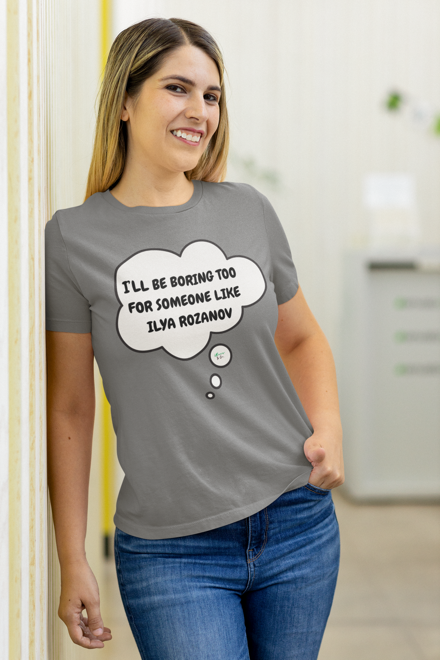 I'LL BE BORING TOO FOR SOMEONE LIKE ILYA ROZANOV T-SHIRT IN THOUGHT BUBBLE GRAPHIC UNISEX T-SHIRT HEATED RIVALRY GIFT SHIRTS SHANE HOLLANDER TEE FOR WOMEN FOR MEN HOCKEY PLAYER SHIRTS FOR GIFTS JERSEY NUMBER T-SHIRT FAN MERCH HOCKEY ROMANCE
