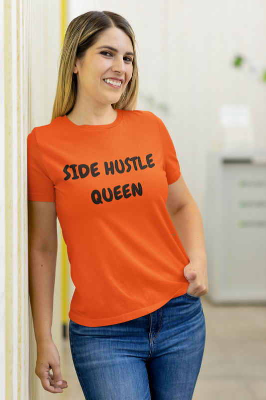 SIDE HUSTLE QUEEN IN TEXT ONLY GRAPHIC UNISEX T-SHIRT ENTREPRENEUR TEES GIFT FOR WOMAN SHIRTS GIFTS SECOND JOBS TSHIRTS SIDE HUSTLE JOBS FOR FOR MEN