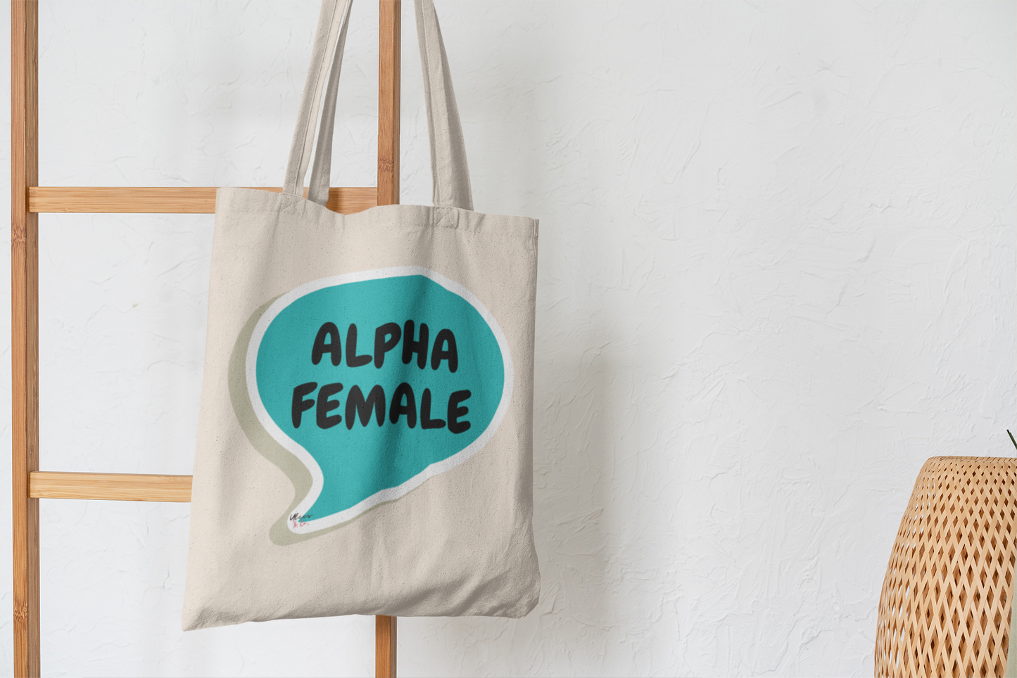 ALPHA FEMALE TOTE BAG MENTAL AWARENESS GIFT TOTE BAG COTTON CANVAS MOTIVATIONAL SAYING TOTE BAG ALPHA FEMALE IN SPEECH BUBBLE GIFT BAG INSPIRATIONAL