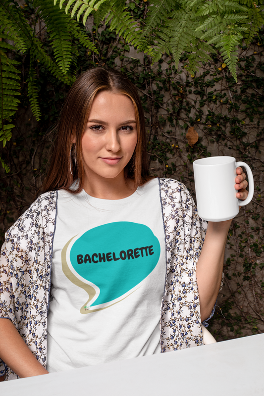 BACHELORETTE IN SPEECH BUBBLE GRAPHIC UNISEX T-SHIRT BRIDAL SHOWER GIFT TEES BRIDE TO BE TEES FOR WOMAN SHIRTS GIFTS WEDDING GIFTS SHIRTS FOR BRIDES FOR WOMEN