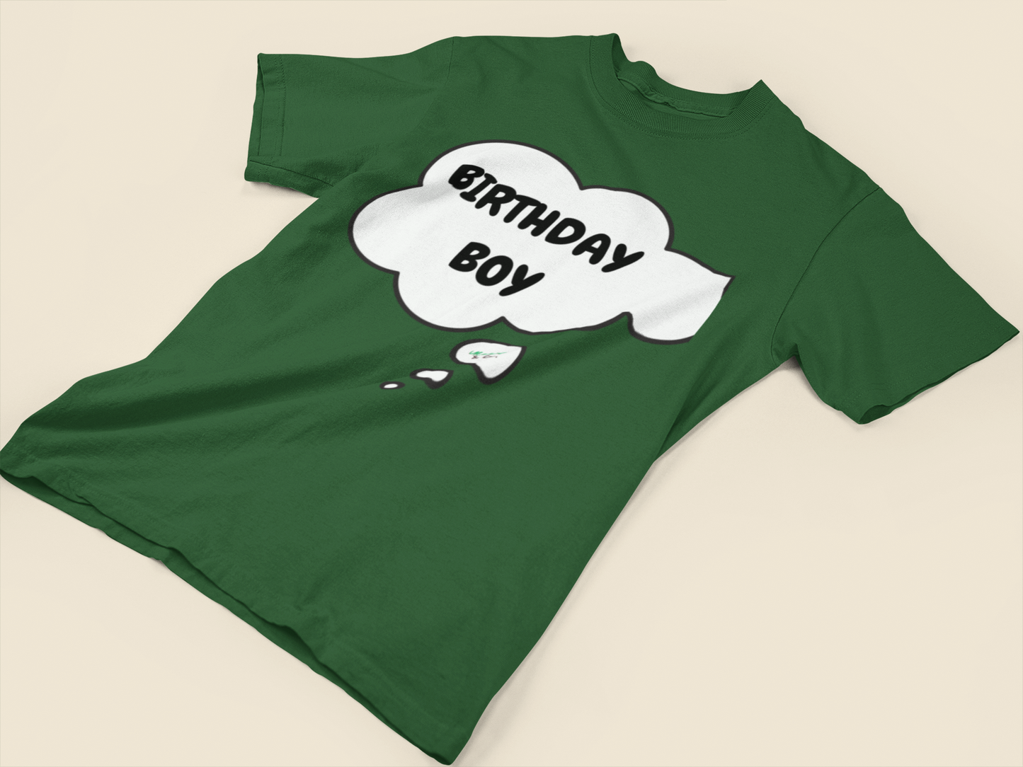 BIRTHDAY BOY T-SHIRT IN THOUGHT BUBBLE UNISEX TSHIRT BIRTHDAY CELEBRATION TEE GIFT FOR MEN HAPPY BIRTHDAY TSHIRT