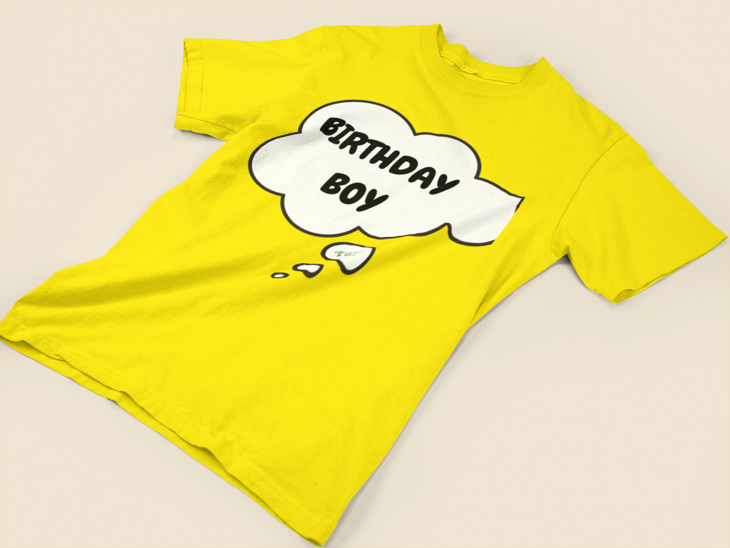 BIRTHDAY BOY T-SHIRT IN THOUGHT BUBBLE UNISEX TSHIRT BIRTHDAY CELEBRATION TEE GIFT FOR MEN HAPPY BIRTHDAY TSHIRT