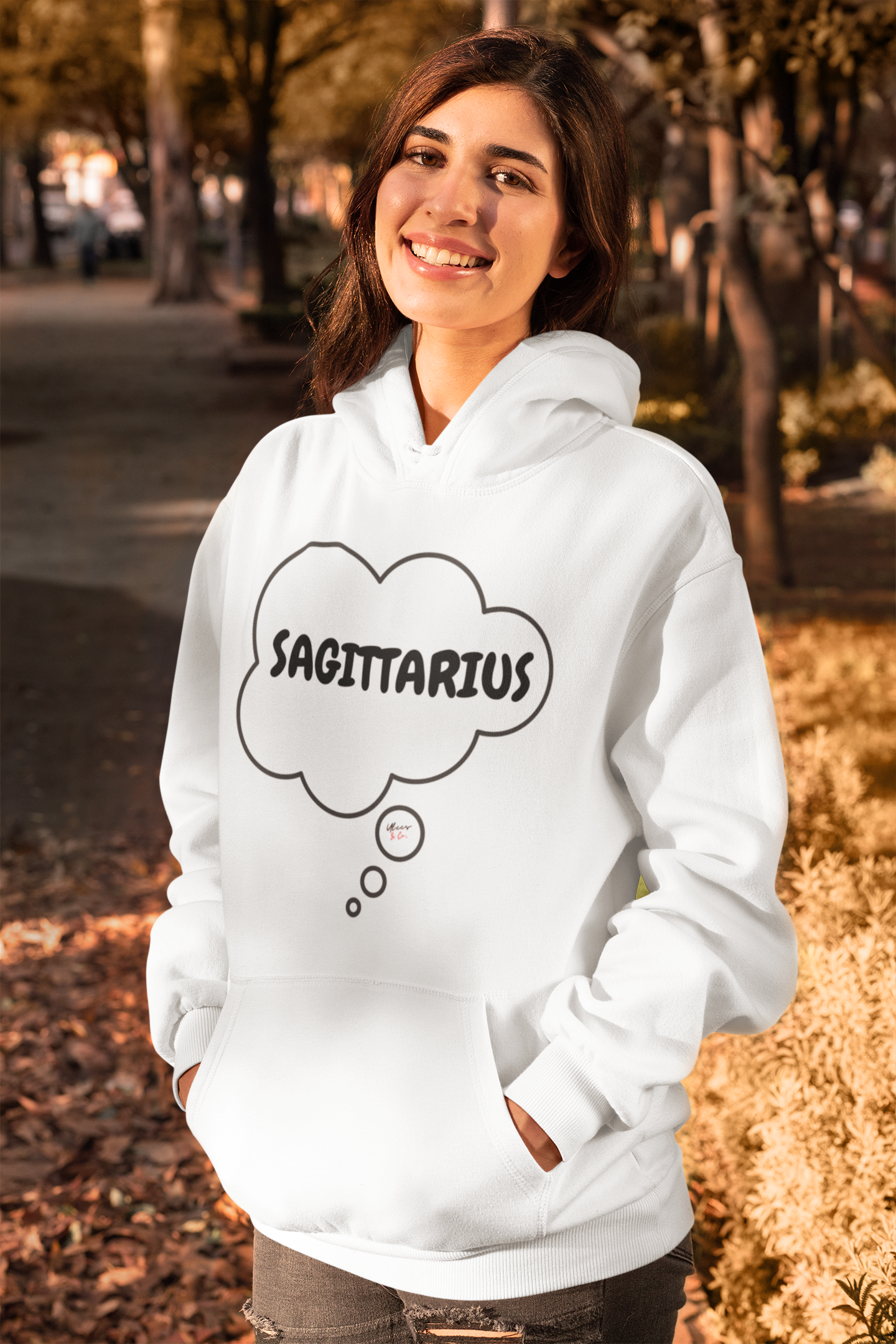 SAGITTARIUS ZODIAC SIGN HOODIE IN THOUGHT BUBBLE SAGITTARIUS HOROSCOPE BIRTHDAY SIGN GIFT FOR BIRTHDAY SAGITTARIUS SEASON SAGITTARIUS ASTROLOGY SIGN HOODIE