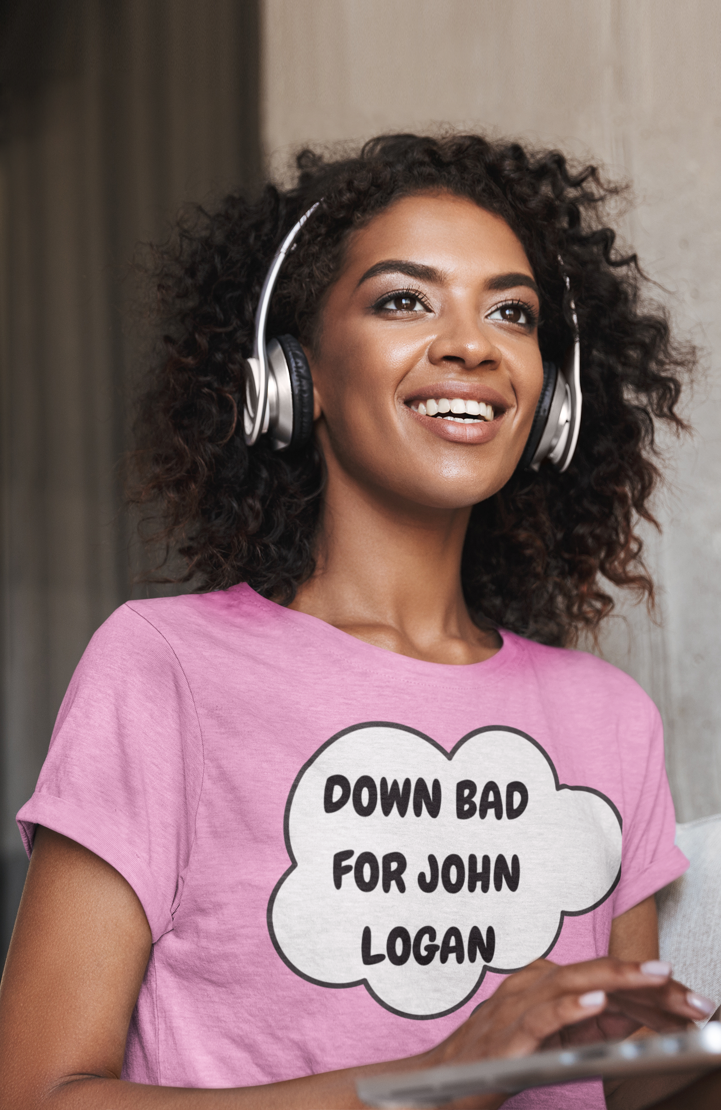 DOWN BAD FOR JOHN LOGAN T-SHIRT HOCKEY PLAYER UNIQUE GRAPHIC UNISEX THOUGHT BUBBLE SHIRT STREETWEAR FASHION OFF CAMPUS TEES OFF CAMPUS SERIES HOCKEY TEAM TEES BIRTHDAY GIFTS FOR WOMEN GIFT FOR MEN