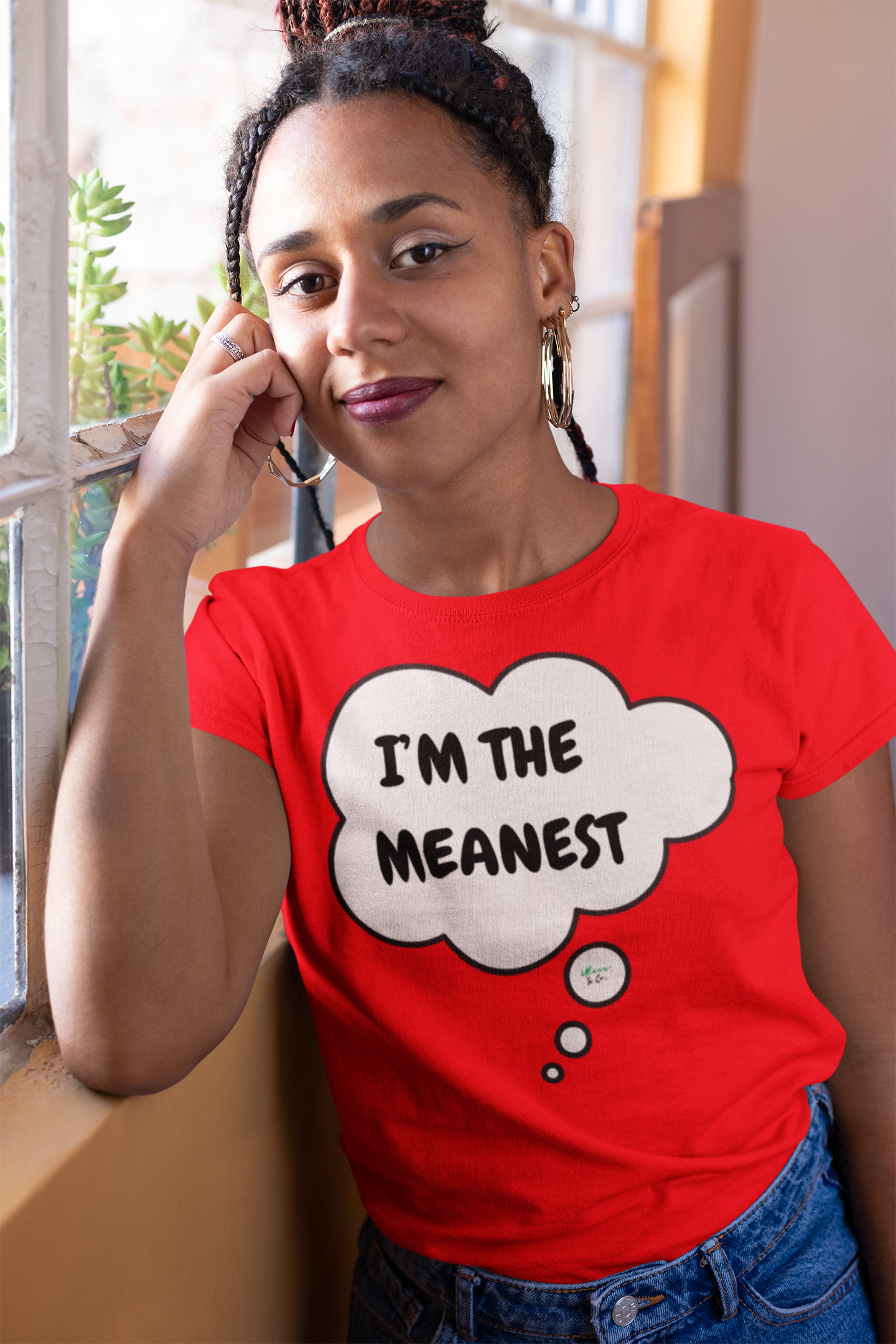 I'M THE MEANEST T-SHIRT IN THOUGHT BUBBLE UNISEX TSHIRT FUNNY SAYINGS T SHIRT SARCASTIC SAYINGS T-SHIRT SARCASM TEES GIFTS FOR WOMEN GIFT FOR MEN