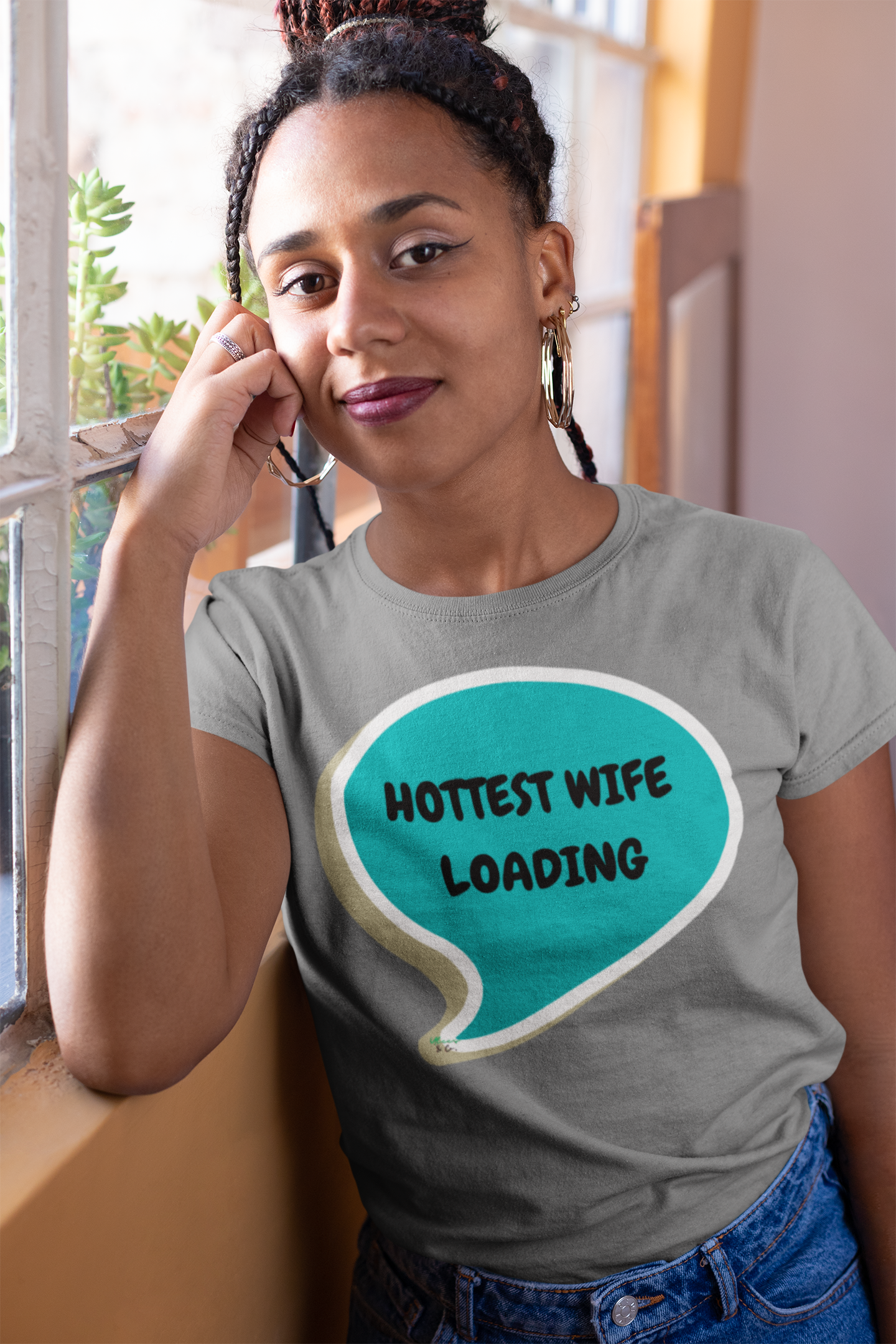 HOTTEST WIFE LOADING T-SHIRT IN SPEECH BUBBLE GRAPHIC UNISEX T-SHIRT BRIDAL GIFT FOR BRIDE TO BE SHIRTS FOR BRIDAL SHOWER TEES FOR WEDDING GIFTS FOR WOMEN CELEBRATE WIFE SHIRTS FOR WOMEN