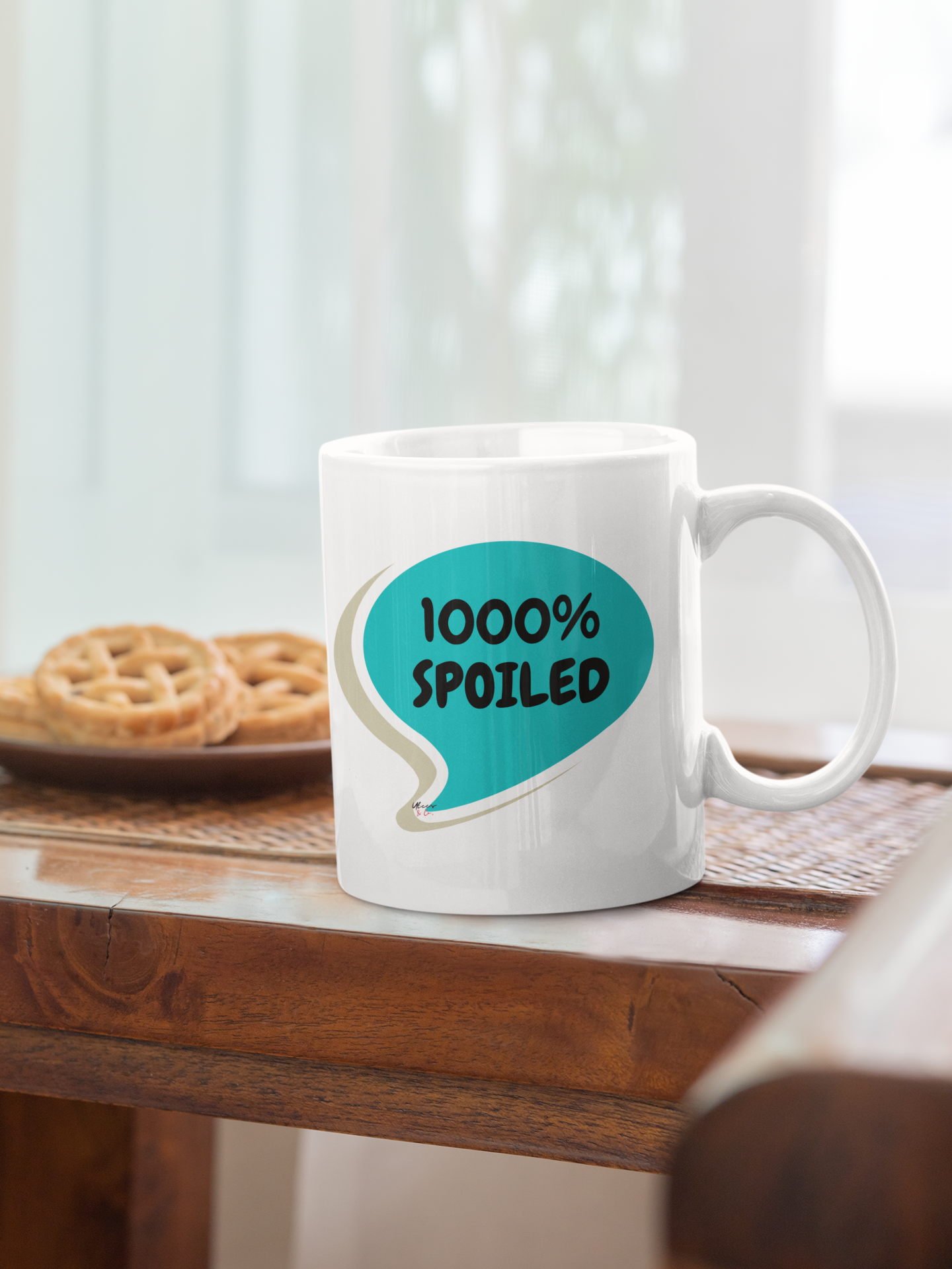 1000% SPOILED COFFEE MUG GIFT COFFEE DRINKER GIFT SARCASTIC SAYINGS GIFT MUG FUNNY SAYINGS MUG 1000% SPOILED IN SPEECH BUBBLE CERAMIC MUG 11oz