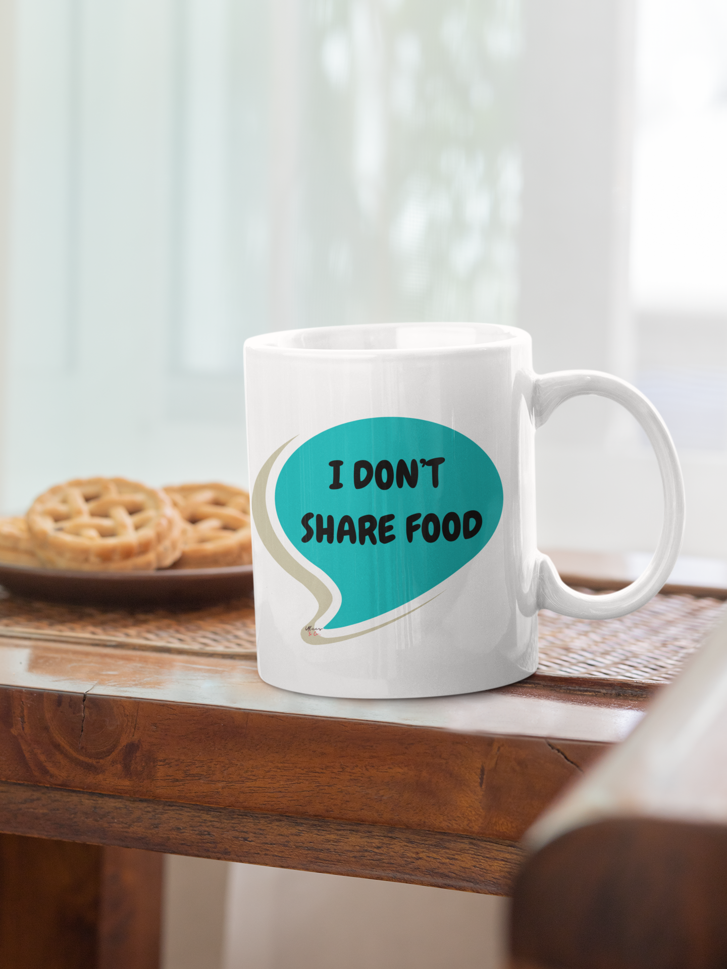 I DON'T SHARE FOOD COFFEE MUG IN SPEECH BUBBLE FUNNY SAYINGS CERAMIC MUG 11oz GIFT FOR COFFEE LOVERS SARCASTIC SAYINGS GIFT FOR COFFEE DRINKERS