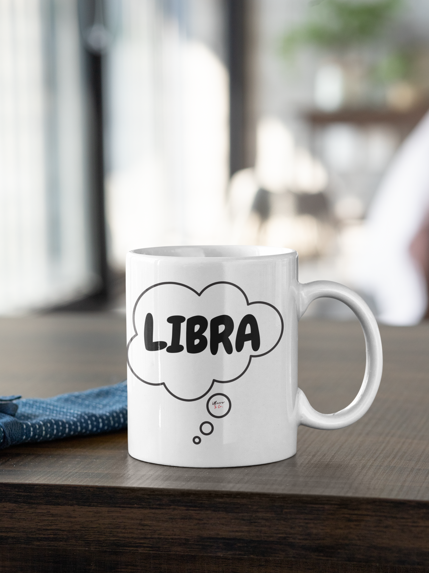 LIBRA ZODIAC SIGN COFFEE MUG IN THOUGHT BUBBLE FOR BIRTHDAY GIFT COFFEE MUG FOR ASTRONOMY CERAMIC MUG 11oz  LIBRA HOROSCOPE ZODIAC SIGN COFFEE MUG