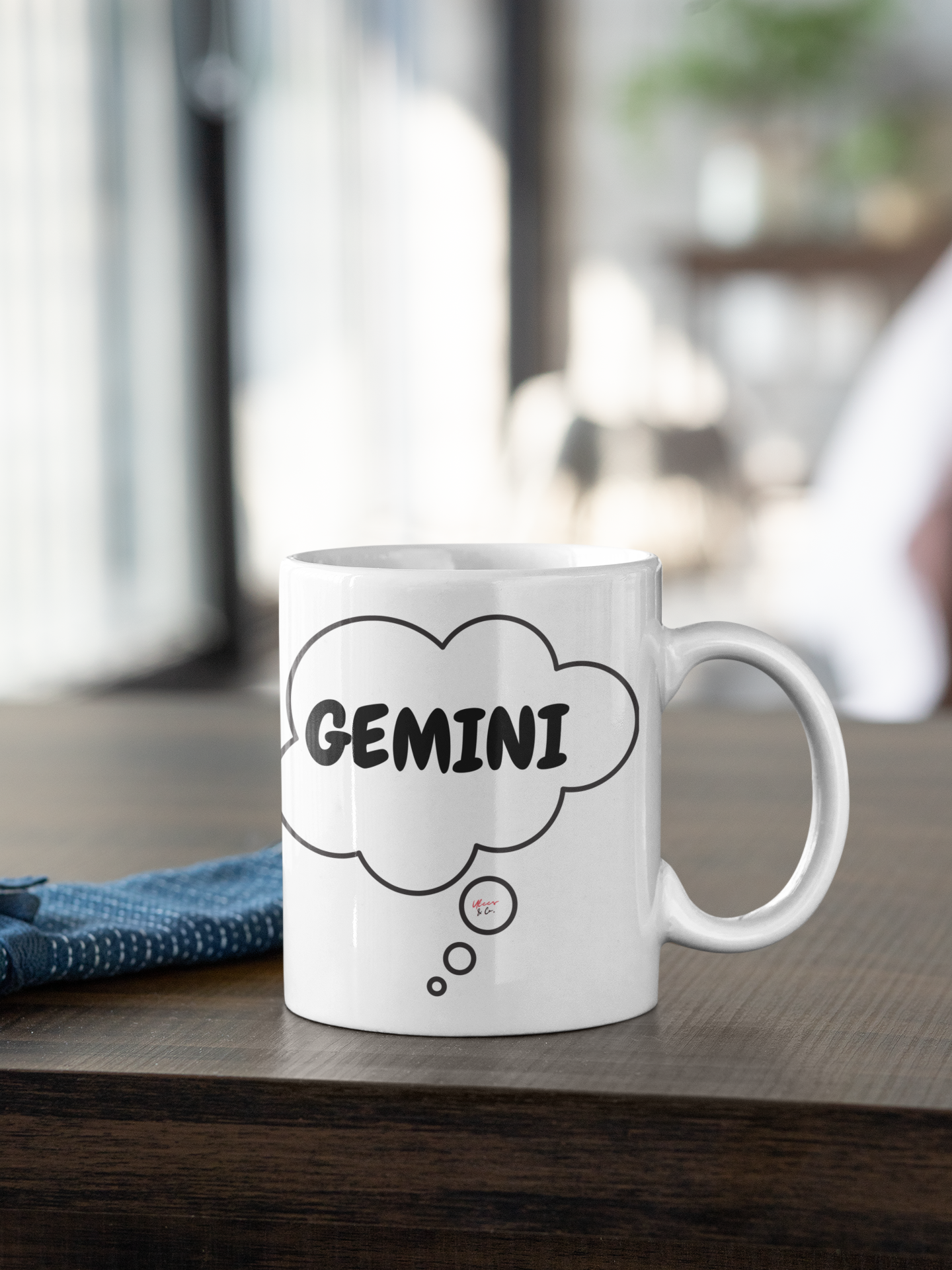 GEMINI ZODIAC SIGN COFFEE MUG IN THOUGHT BUBBLE GIFT FOR COFFEE DRINKER BIRTHDAY SIGN CERAMIC MUG 11oz GEMINI ZODIAC SIGN HOROSCOPE ON COFFEE MUG FOR COFFEE LOVERS