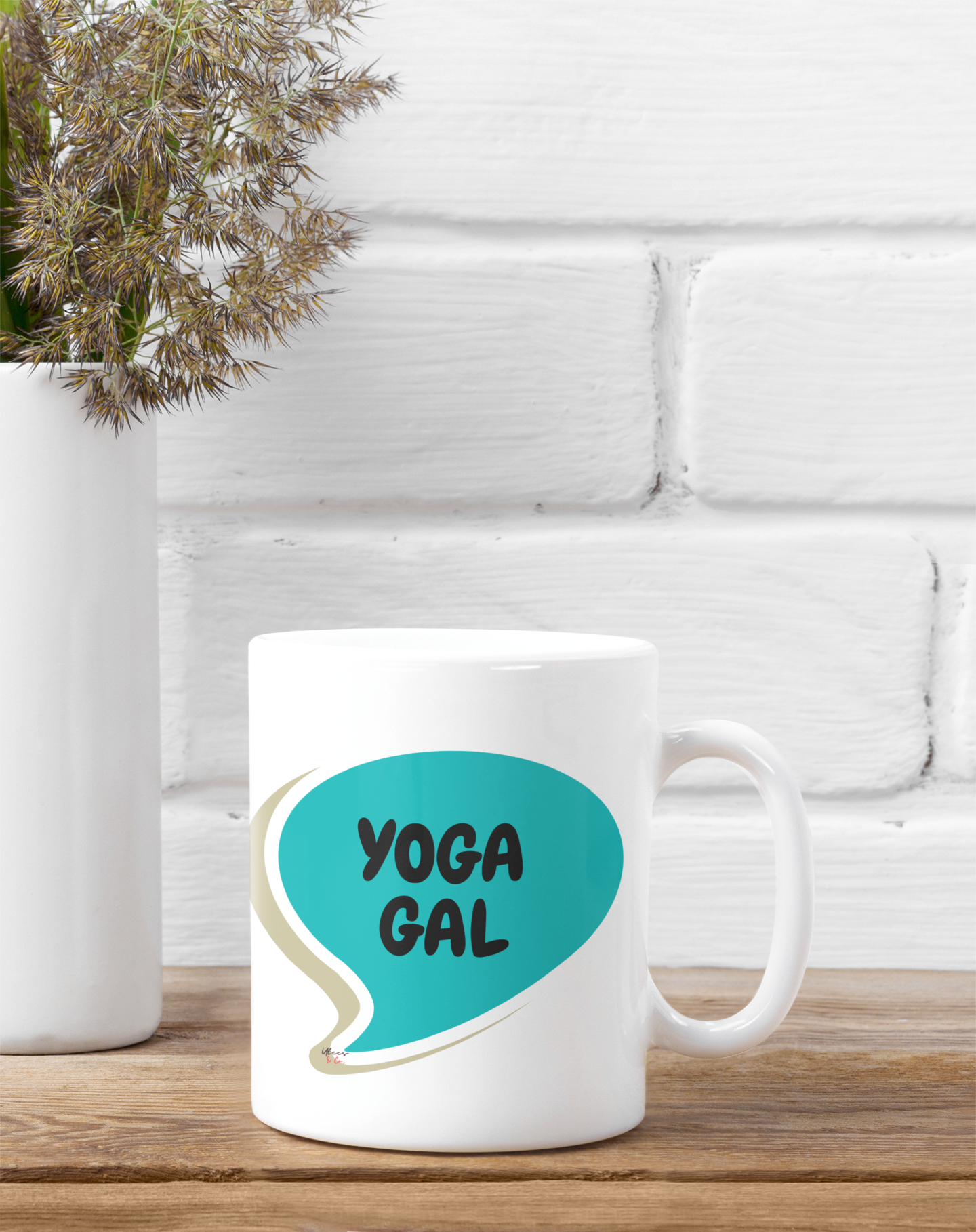 YOGA GAL COFFEE MUG IN SPEECH BUBBLE CERAMIC MUG 11oz YOGA INSPIRED MUG GIFT FOR WOMEN OF YOGA COFFEE MUG TEA MUG BEVERAGE MUG FOR YOGA