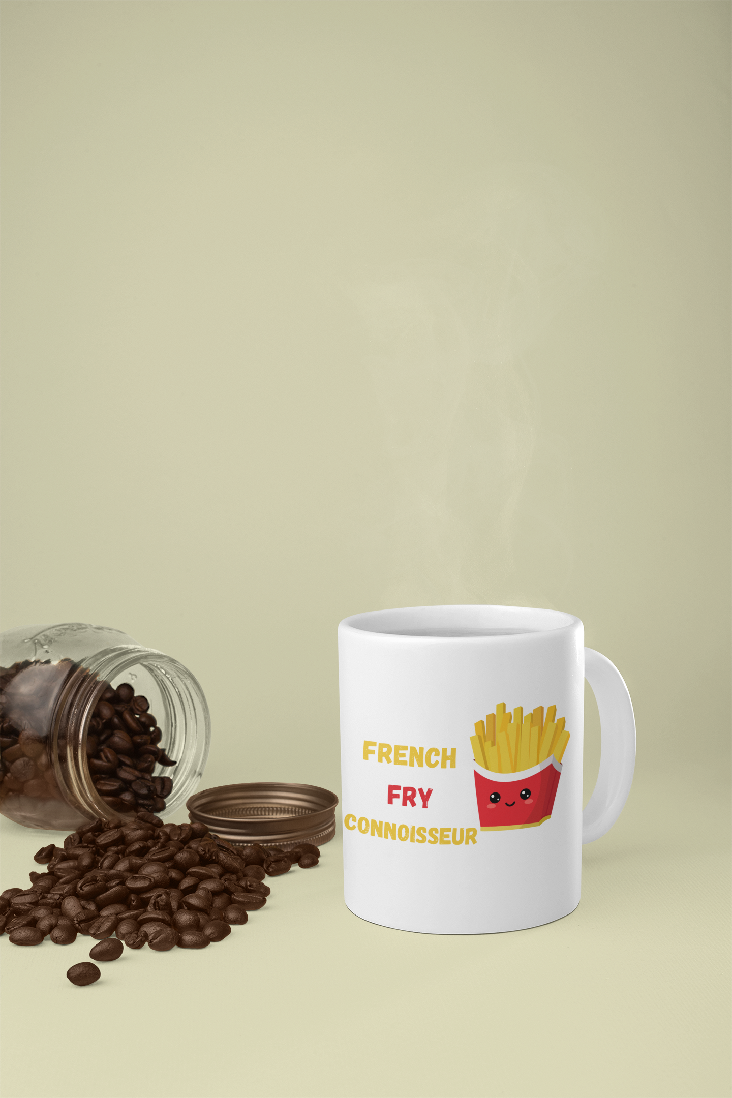 FRENCH FRY CONNOISSEUR COFFEE MUG FOR COFFEE LOVER COFFEE MUG GIFT FOR POTATO LOVERS CERAMIC 11oz CUTE FRY COFFEE MUG FOR LOVERS OF FRIES