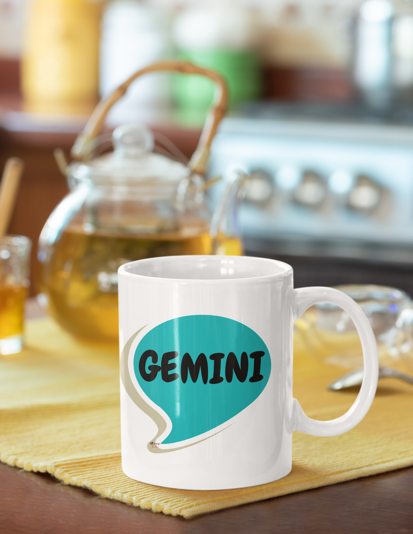 GEMINI ZODIAC SIGN COFFEE MUG IN SPEECH BUBBLE GIFT FOR COFFEE DRINKER BIRTHDAY SIGN CERAMIC MUG 11oz GEMINI ZODIAC SIGN HOROSCOPE ON COFFEE MUG FOR COFFEE LOVERS