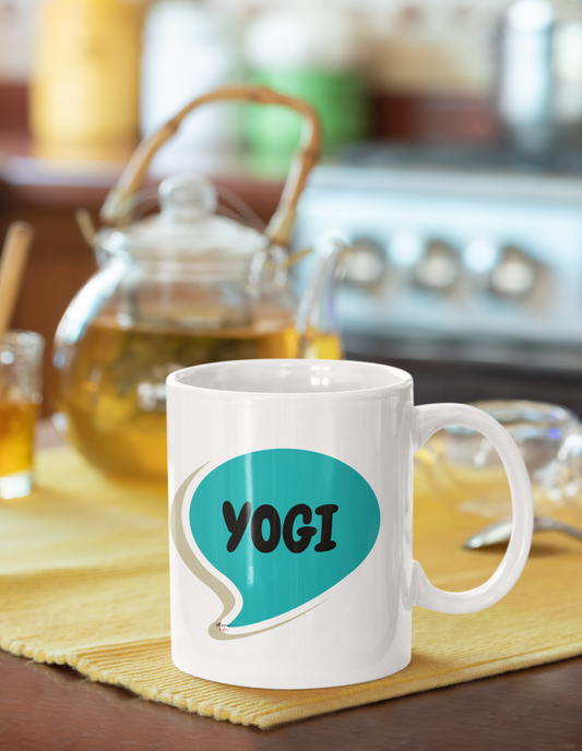 YOGI COFFEE MUG GIFT IN SPEECH BUBBLE FOR YOGI CERAMIC 11oz YOGA STUDENTS COFFEE LOVER COFFEE MUG GIFT