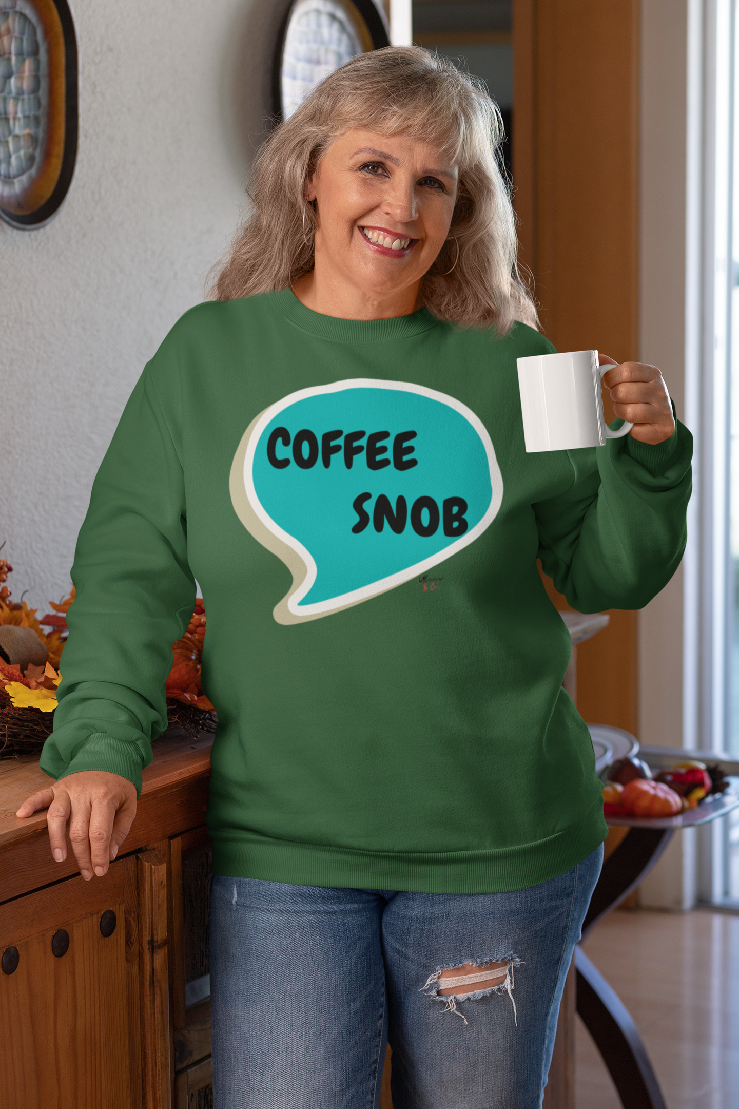 COFFEE SNOB SWEATSHIRT UNISEX PULLOVER CREWNECK SWEATSHIRT IN SPEECH BUBBLE FOR WOMEN GIFT FOR MEN SARCASTIC SAYINGS SWEATER FUNNY SAYINGS SWEATSHIRTS