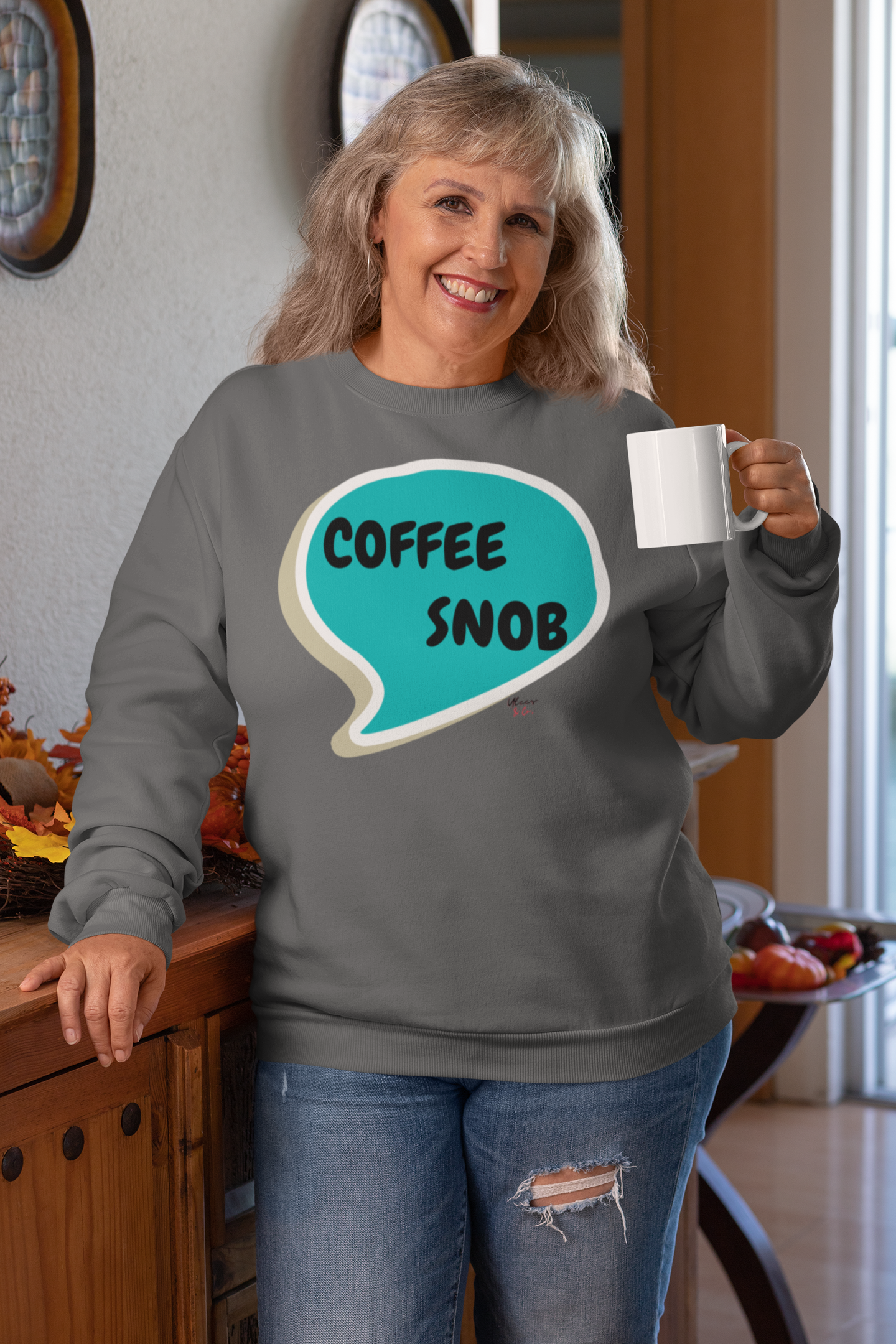 COFFEE SNOB SWEATSHIRT UNISEX PULLOVER CREWNECK SWEATSHIRT IN SPEECH BUBBLE FOR WOMEN GIFT FOR MEN SARCASTIC SAYINGS SWEATER FUNNY SAYINGS SWEATSHIRTS