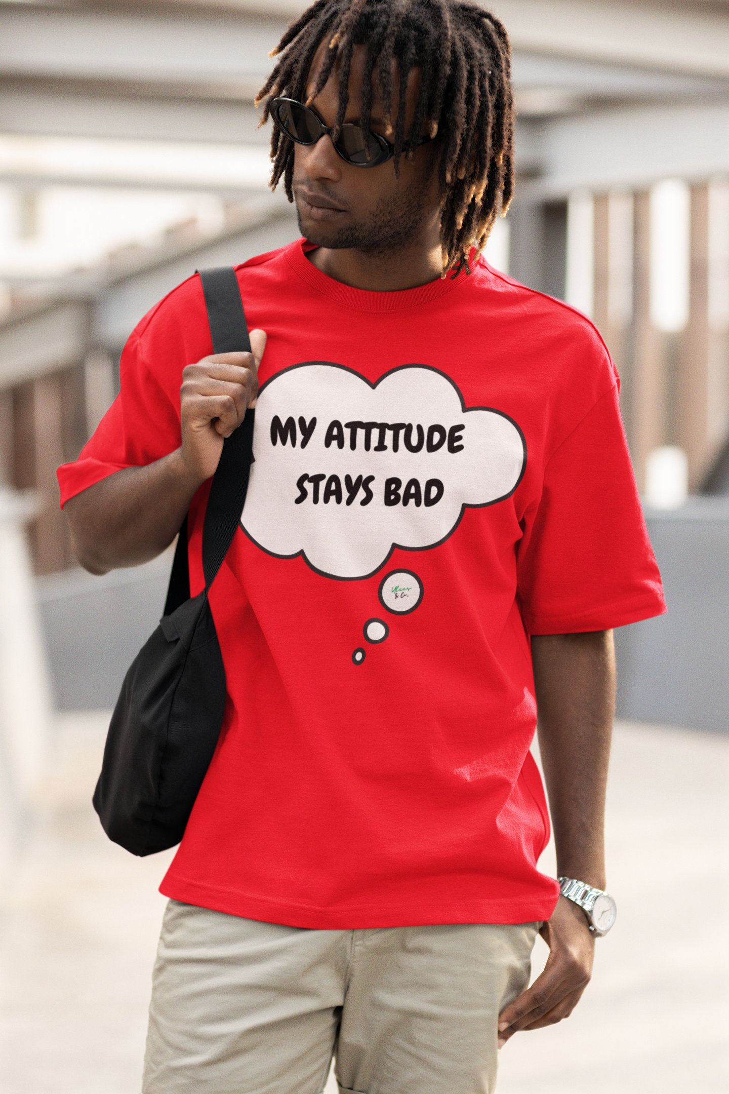 MY ATTITUDE STAYS BAD T-SHIRT IN THOUGHT BUBBLE UNISEX TSHIRT FUNNY SAYINGS T SHIRT SARCASTIC SAYINGS T-SHIRT SARCASM TEES