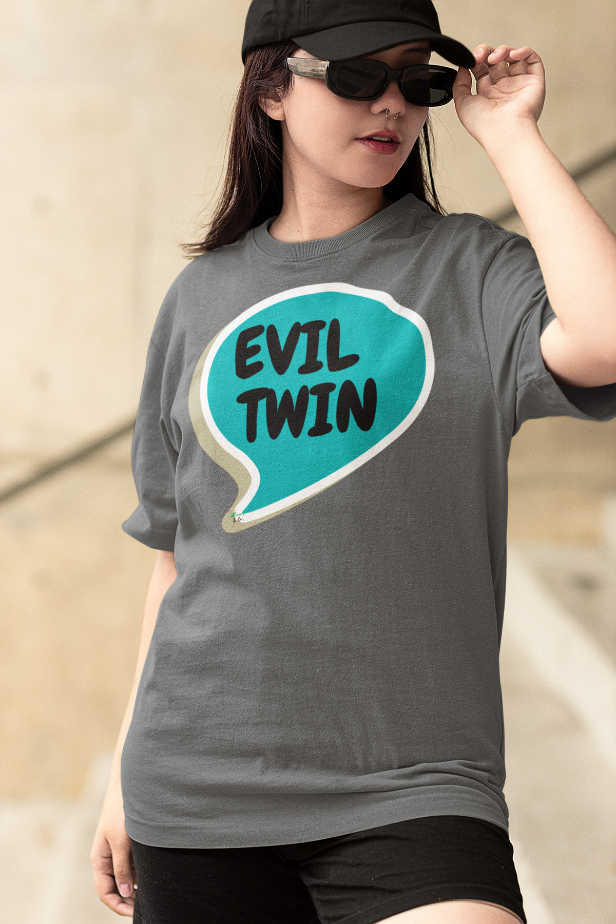 EVIL TWIN T-SHIRT UNIQUE GRAPHIC UNISEX SPEECH BUBBLE DESIGN SHIRT STREETWEAR FASHION FUNNY SAYINGS TEES SARCASTIC SAYINGS T-SHIRT HILARIOUS SHIRTS SARCASM TEES BIRTHDAY GIFTS FOR WOMEN GIFT FOR MEN CLOTHING BRAND