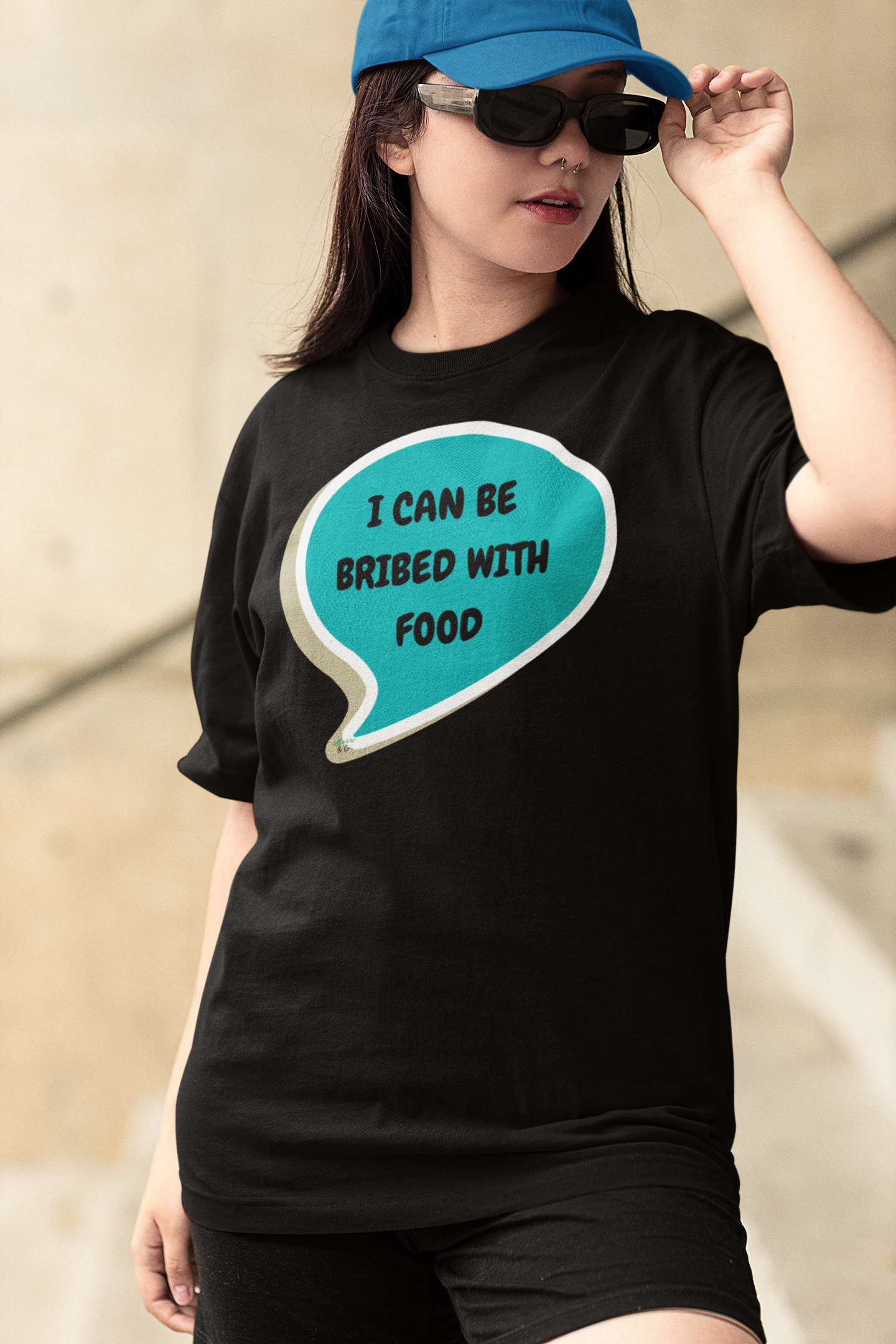 I CAN BE BRIBED WITH FOOD T-SHIRT IN THOUGHT BUBBLE UNISEX TSHIRT FUNNY SAYINGS T SHIRT SARCASTIC SAYINGS T-SHIRT SARCASM TEES