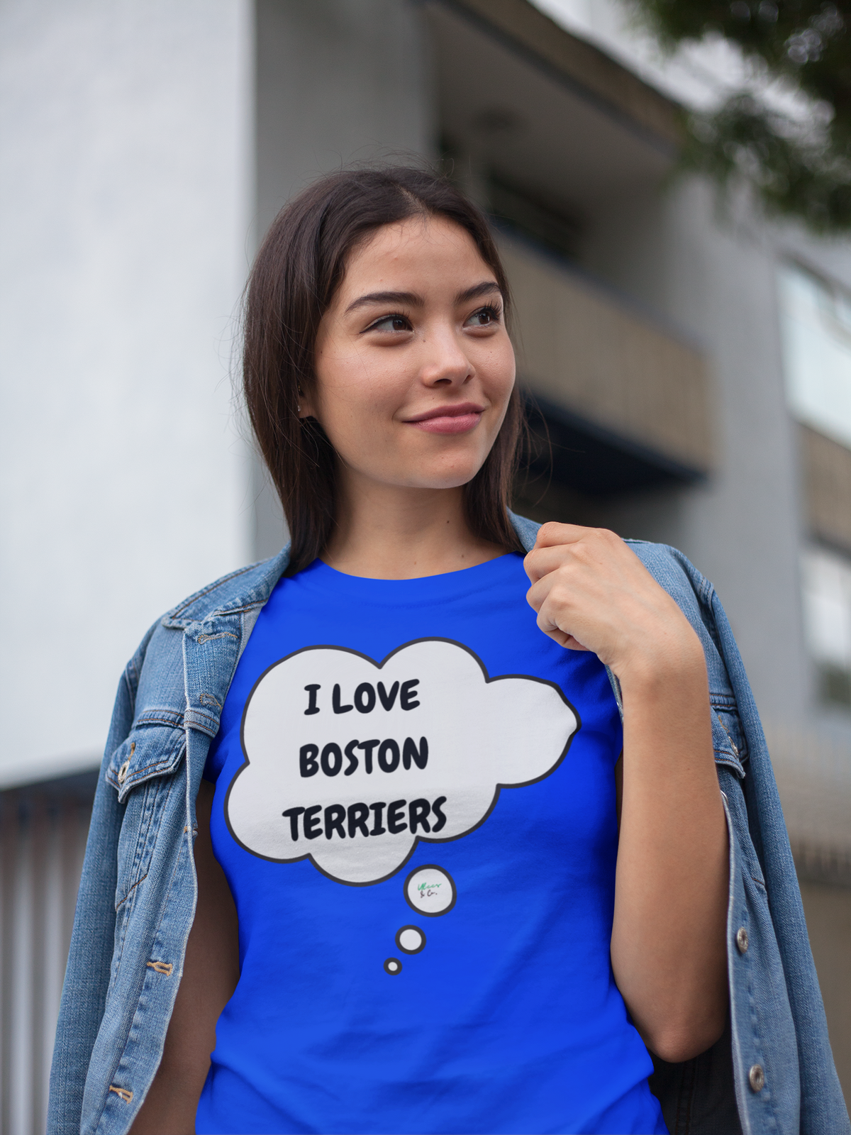 I LOVE BOSTON TERRIERS T-SHIRT UNIQUE GRAPHIC UNISEX THOUGHT BUBBLE DESIGN SHIRT STREETWEAR FASHION PET GIFTS DOG MOM TEE SHIRTS FOR WOMEN DOG DAD GIFT FOR MEN CLOTHING BRAND PET PARENTS
