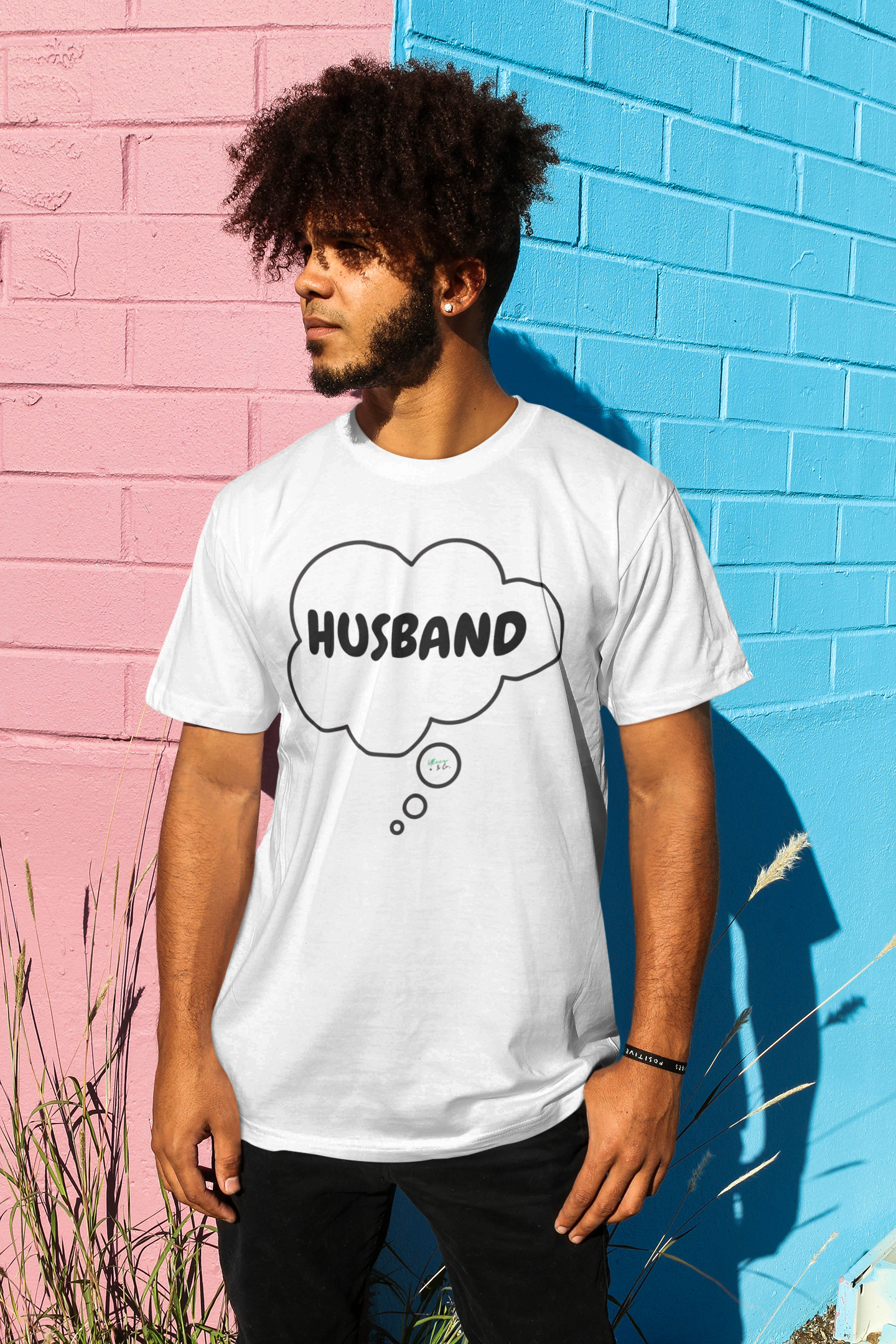 HUSBAND T-SHIRT IN THOUGHT BUBBLE UNISEX TSHIRT FOR HUSBAND WEDDING GIFT FOR GROOM T SHIRT FOR FIANCÉ BACHELOR PARTY GIFT