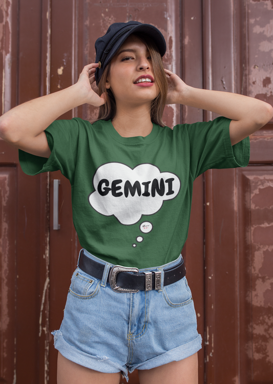 GEMINI ZODIAC SIGN T-SHIRT IN THOUGHT BUBBLE GEMINI BIRTHDAY SIGN TSHIRT GEMINI HOROSCOPE SIGN T SHIRT GIFT