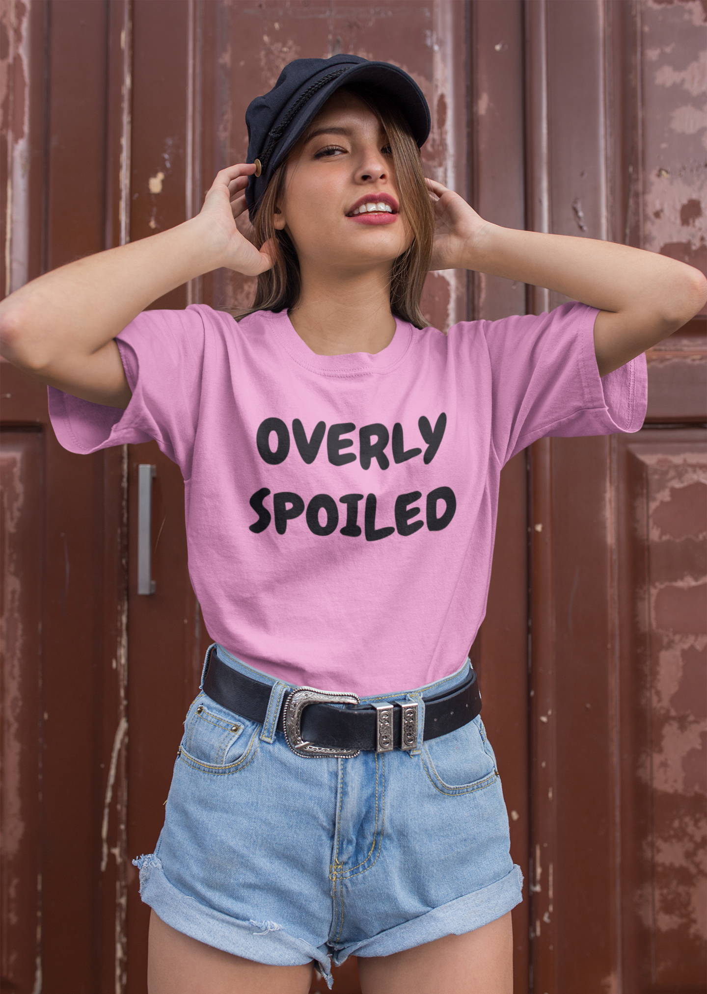 OVERLY SPOILED T-SHIRT UNIQUE GRAPHIC UNISEX TEXT ONLY DESIGN SHIRT STREETWEAR FASHION GIFTS FUNNY SAYINGS TEE SHIRTS FOR WOMEN GIFT FOR MEN CLOTHING BRAND SARCASTIC SAYINGS