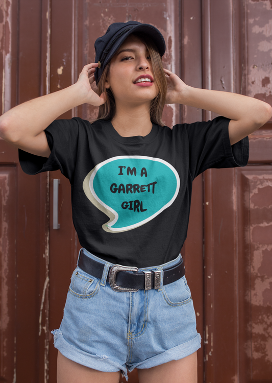 I'M A GARRETT GIRL T-SHIRT HOCKEY PLAYER UNIQUE GRAPHIC UNISEX SPEECH BUBBLE SHIRT STREETWEAR FASHION OFF CAMPUS TEES OFF CAMPUS SERIES HOCKEY TEAM TEES BIRTHDAY GIFTS FOR WOMEN GIFT FOR MEN