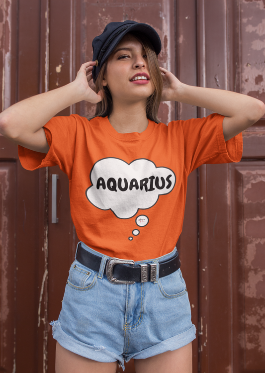 AQUARIUS ZODIAC SIGN T-SHIRT IN THOUGHT BUBBLE AQUARIUS SIGN HOROSCOPE T SHIRT AQUARIUS BIRTHDAY SIGN BIRTHDAY GIFT TSHIRT