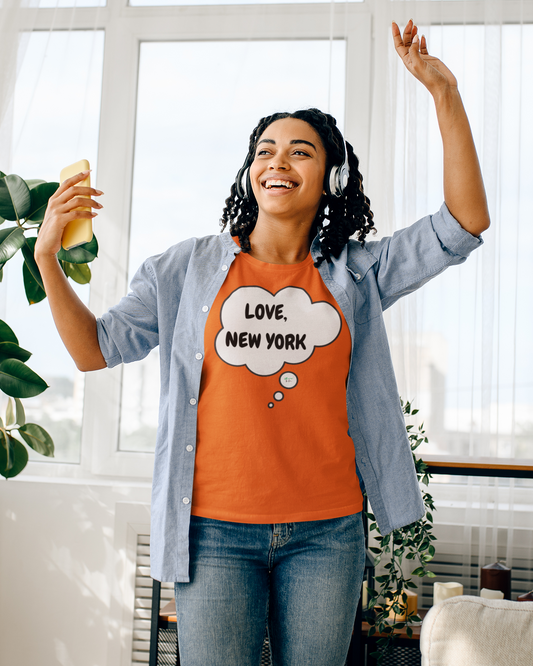 LOVE, NEW YORK T-SHIRT UNIQUE GRAPHIC UNISEX THOUGHT BUBBLE SHIRT STREETWEAR FASHION NEW YORK KNICKS TEES NBA CHAMPIONSHIP T-SHIRT NEW YORK CHAMPS BIRTHDAY GIFTS FOR WOMEN GIFT FOR MEN CLOTHING BRAND