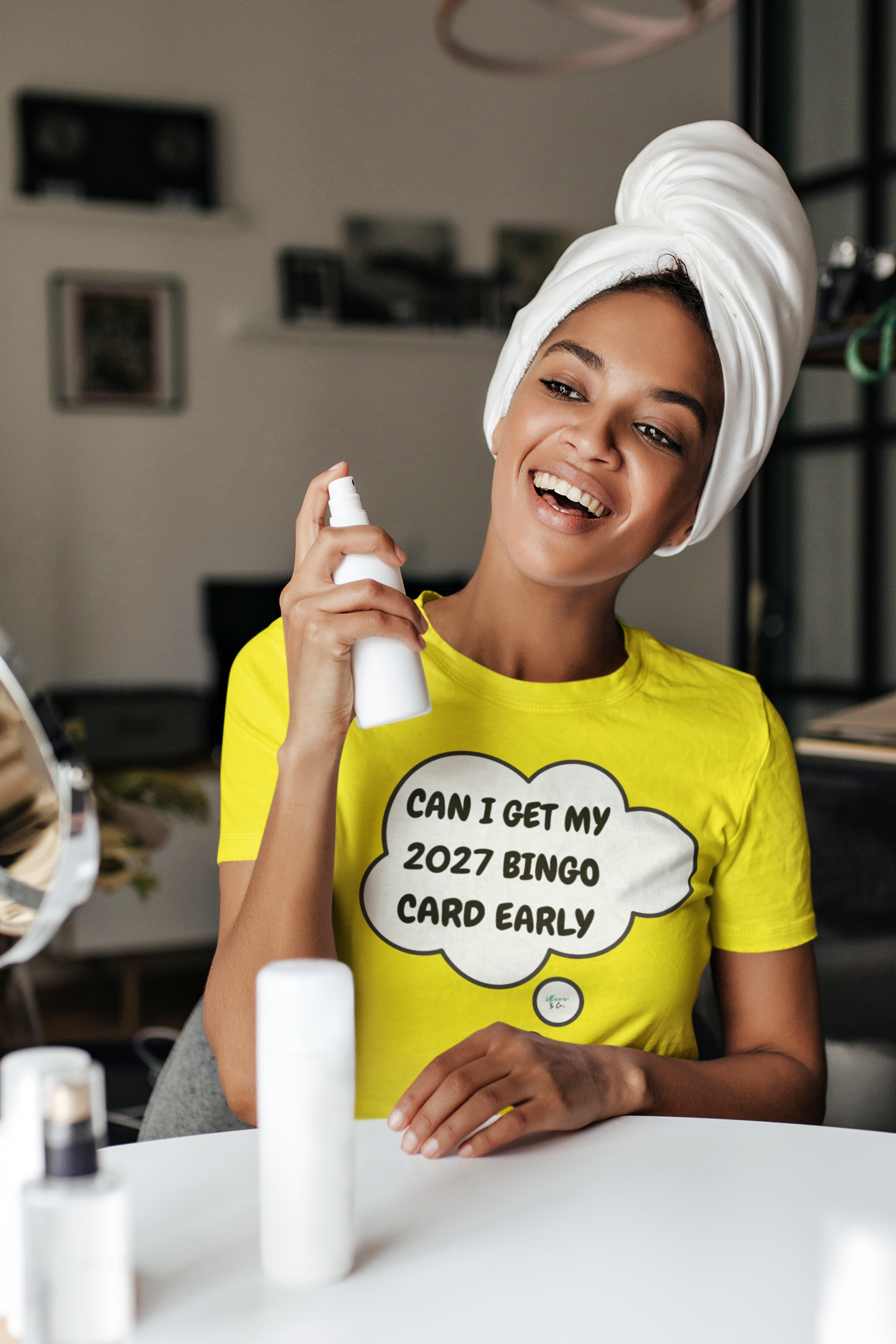 CAN I GET MY 2027 BINGO CARD EARLY T-SHIRT IN THOUGHT BUBBLE GRAPHIC UNISEX T-SHIRT SARCASTIC SHIRTS SARCASM TEES FUNNY TEES FOR WOMAN SHIRTS GIFTS HILARIOUS SHIRTS FOR MEN AND WOMEN