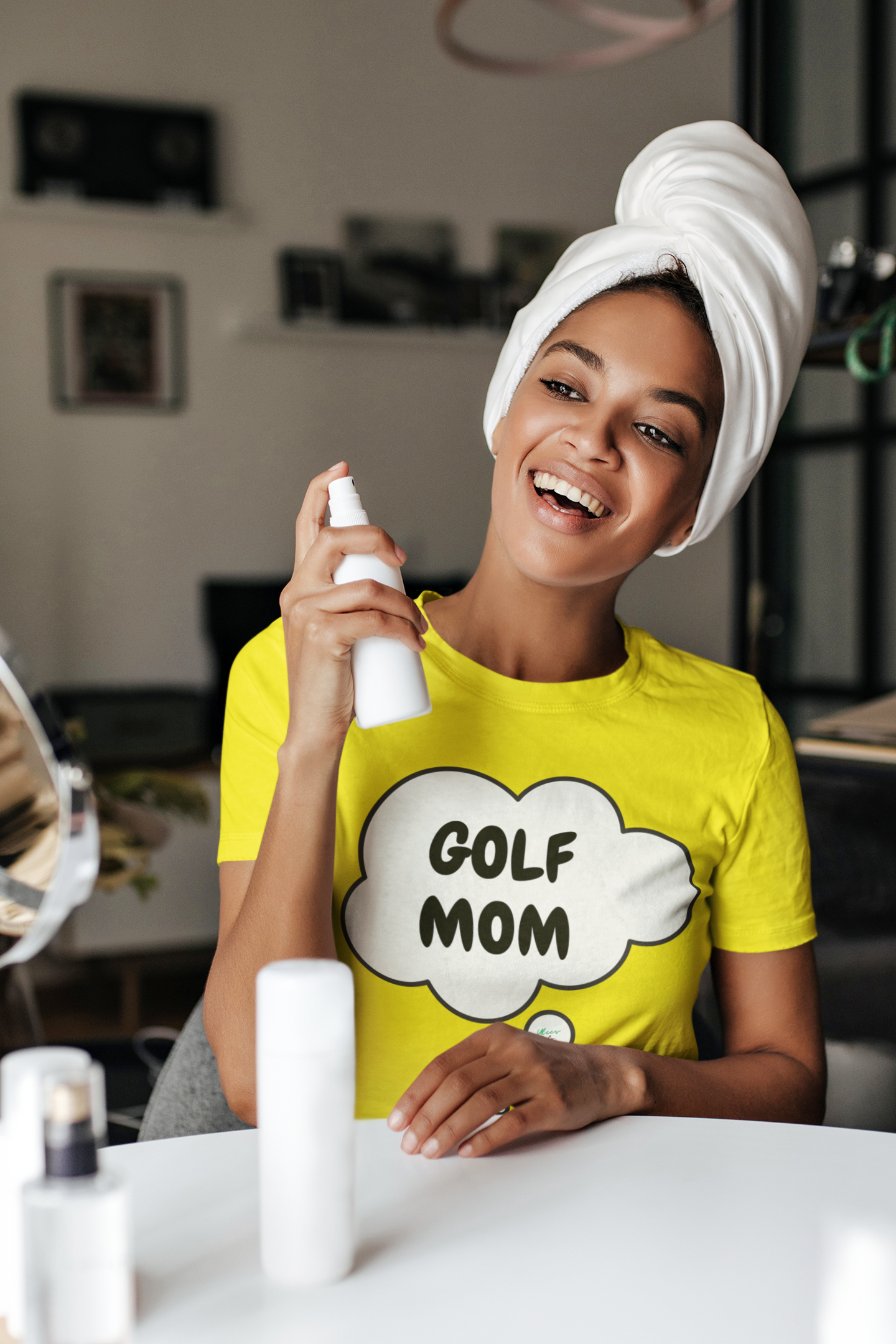 GOLF SHIRTS FOR MOM'S GOLF MOM GRAPHIC UNISEX T-SHIRT BIRTHDAY GIFT FOR MOTHER'S DAY UNIQUE MOM GIFT IN THOUGHT BUBBLE SHIRTS FOR AUNTS TEES FOR SISTERS GIFT FOR DAUGHTER GOLF SHIRTS