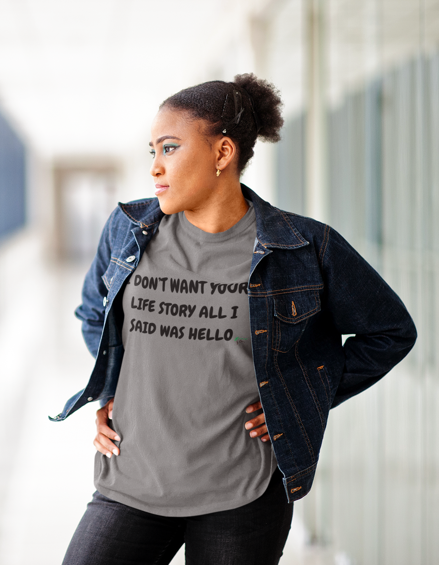 I DON'T WANT YOUR LIFE STORY ALL I  SAID WAS HELLO GRAPHIC UNISEX T-SHIRT FUNNY SAYINGS T SHIRT SARCASTIC SAYINGS T-SHIRT SARCASM TEES GIFTS FOR WOMEN GIFT FOR MEN