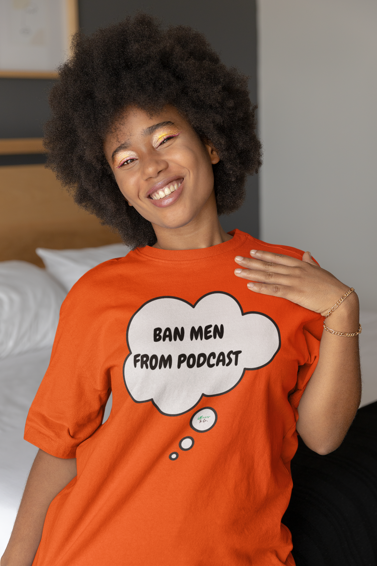 BAN MEN FROM PODCASTS T-SHIRT UNIQUE GRAPHIC UNISEX THOUGHT BUBBLE SHIRT FUNNY SAYINGS TEES SARCASTIC SAYINGS T-SHIRT HILARIOUS SHIRTS SARCASM TEES BIRTHDAY GIFTS FOR WOMEN GIFT FOR MEN SARCASM TEES