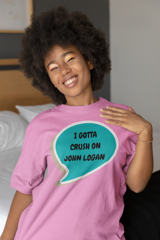 I GOTTA CRUSH ON JOHN LOGAN T-SHIRT HOCKEY PLAYER UNIQUE GRAPHIC UNISEX SPEECH BUBBLE SHIRT STREETWEAR FASHION OFF CAMPUS TEES OFF CAMPUS SERIES HOCKEY TEAM TEES BIRTHDAY GIFTS FOR WOMEN GIFT FOR MEN