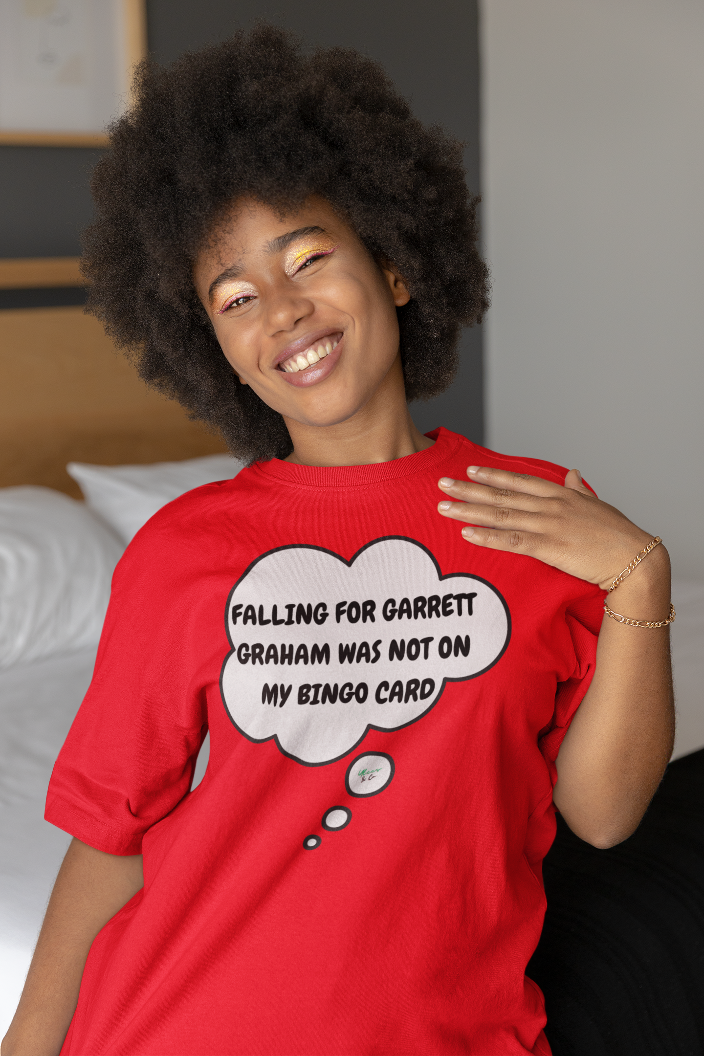 FALLING FOR GARRETT GRAHAM WAS NOT ON MY BINGO CARD T-SHIRT HOCKEY PLAYER UNIQUE GRAPHIC UNISEX THOUGHT BUBBLE DESIGN SHIRT STREETWEAR FASHION OFF CAMPUS TEES OFF CAMPUS SERIES FOR HOCKEY TEAM FANS T-SHIRT GARRETT GRAHAM CHARACTER TEES GIFTS FOR WOMEN