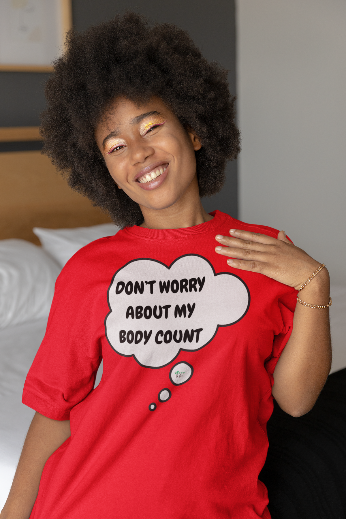 DON'T WORRY ABOUT MY BODY COUNT T-SHIRT UNIQUE GRAPHIC UNISEX IN THOUGHT BUBBLE DESIGN SHIRT CASUAL STREETWEAR FASHION FUNNY SAYINGS TEES SARCASTIC TEES BIRTHDAY GIFTS WOMEN SHIRTS FOR MEN