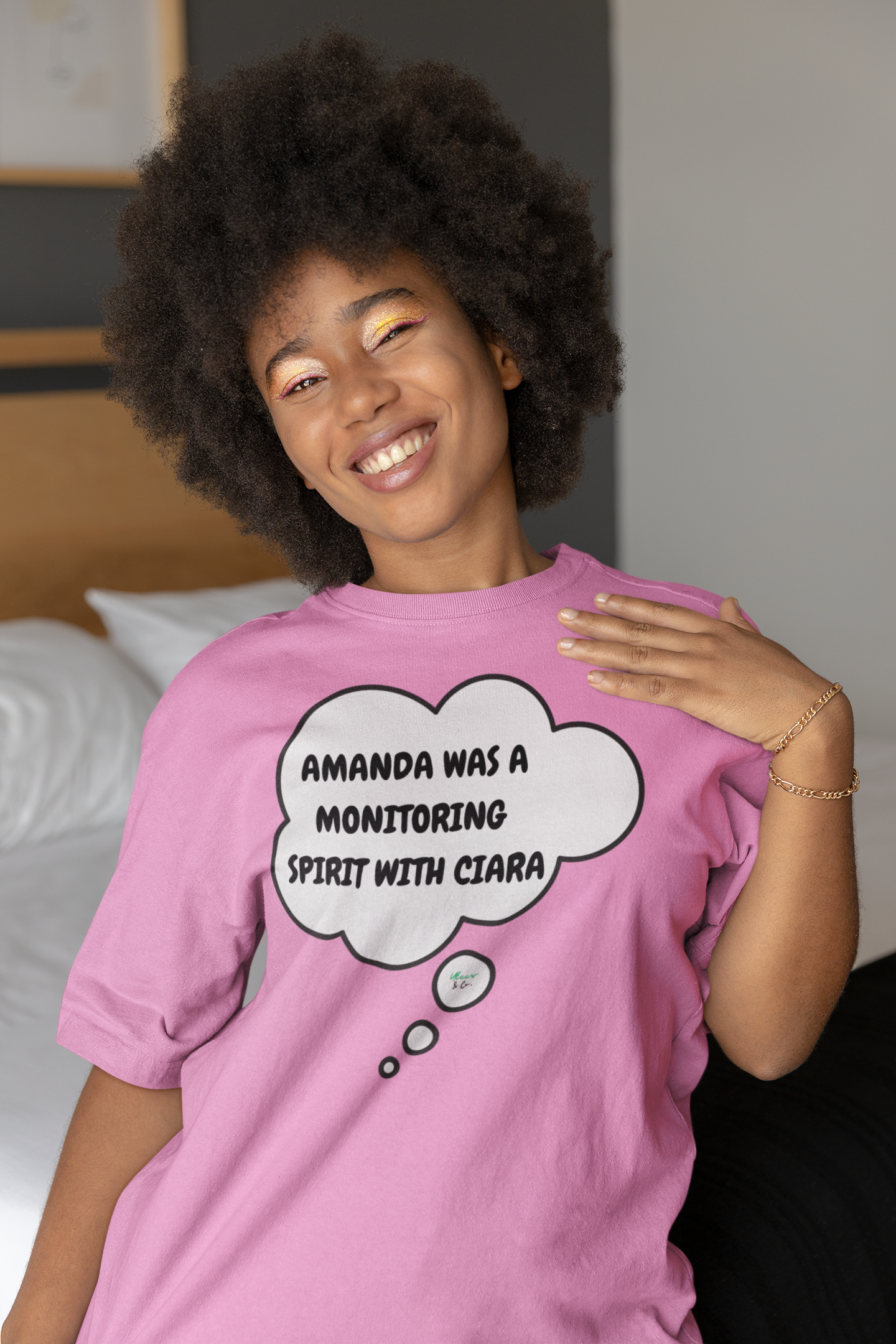 AMANDA WAS A MONITORING SPIRIT WITH CIARA T-SHIRT SUMMER HOUSE INSPIRED TEES IN THOUGHT BUBBLE DRAMA TEE SHIRTS UNIQUE GRAPHIC UNISEX T-SHIRTS GIFT FOR SARCASTIC TSHIRT FUNNY TEES CIARA MILLER AMANDA BATULA MEN GIFT FOR WOMEN BETRAYAL SHIRTS