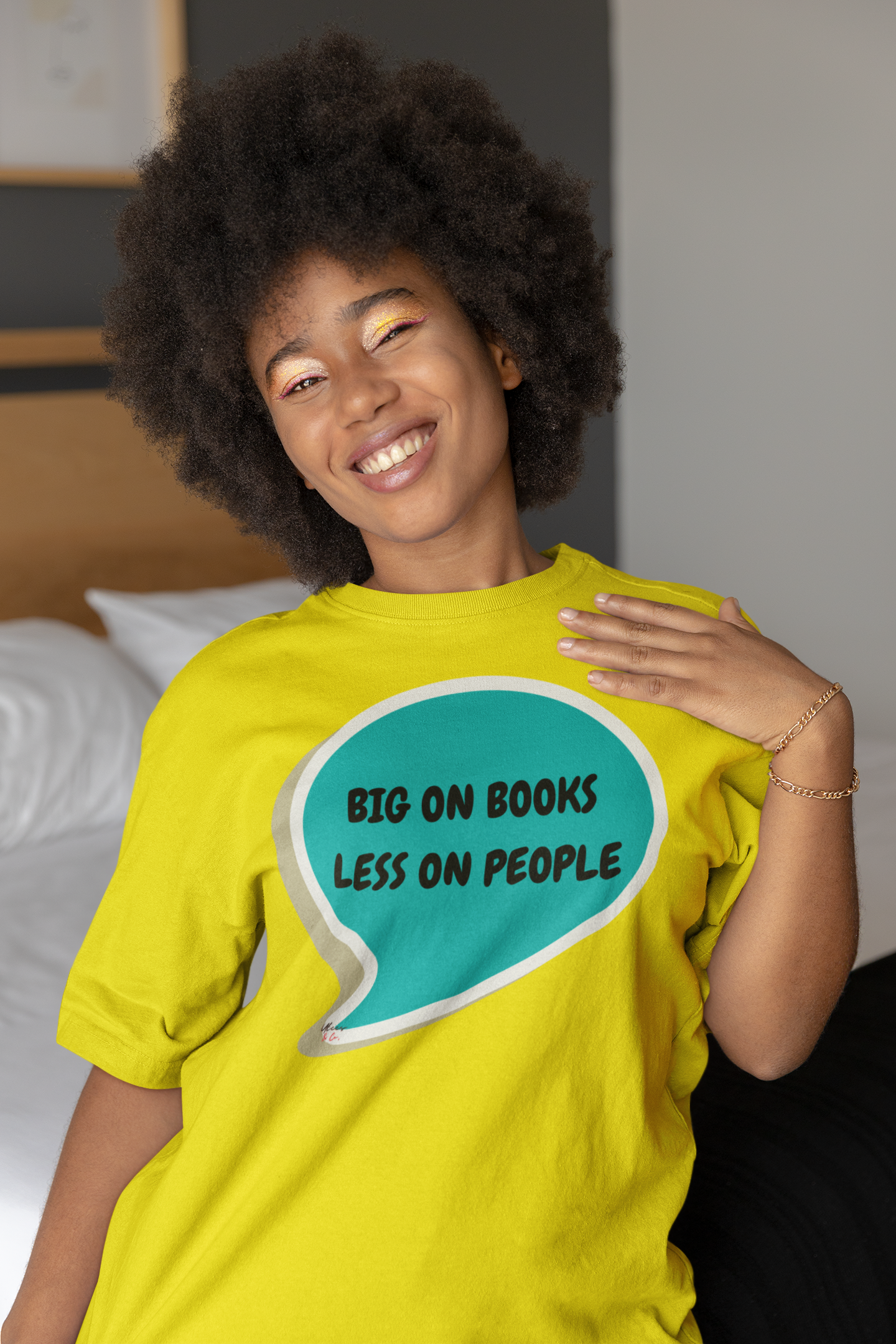 BIG ON BOOKS LESS ON PEOPLE T-SHIRT IN SPEECH BUBBLE GIFT FOR READERS TSHIRT FOR BOOK LOVERS BOOK T SHIRT